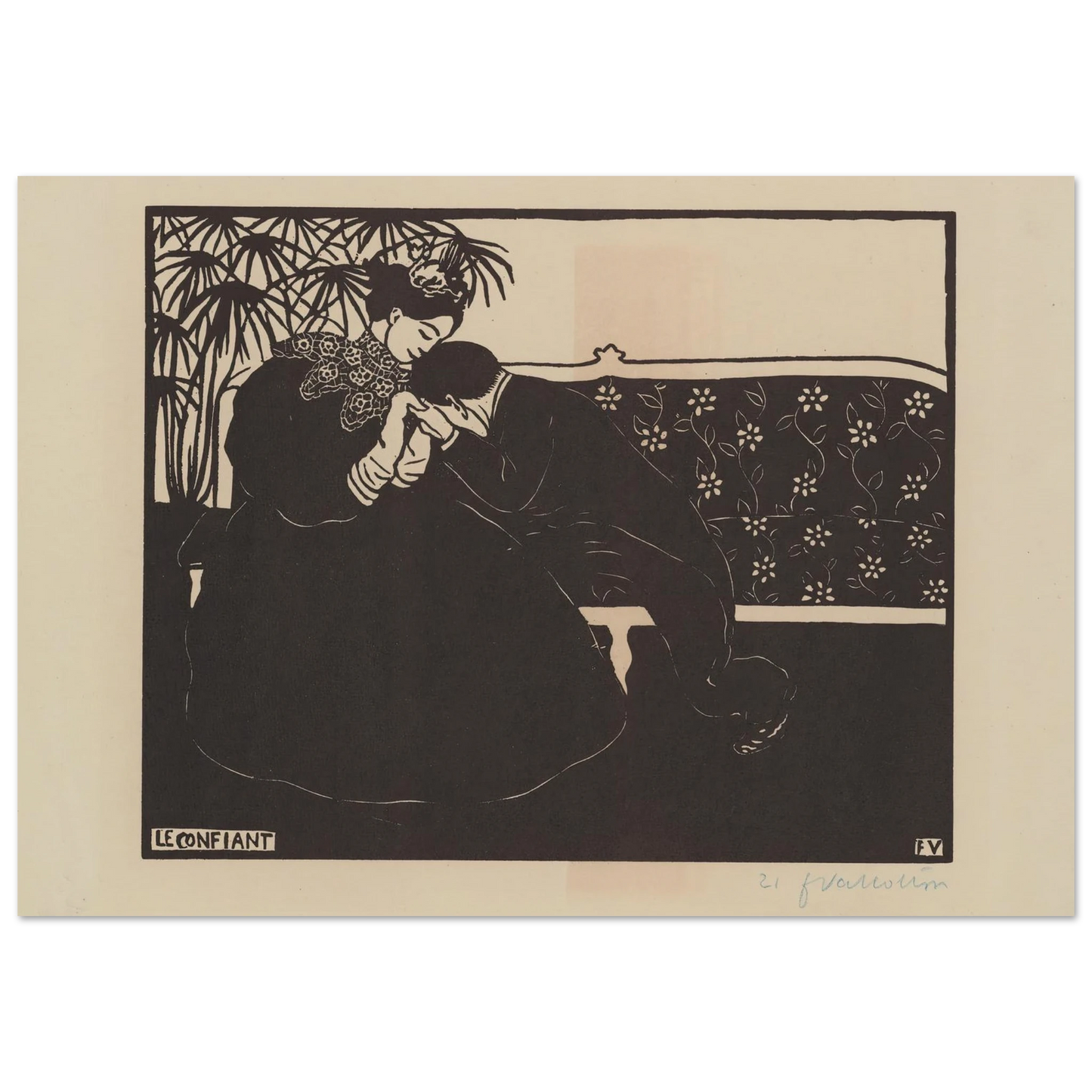 Le confiant (1895) Art Print | Felix Vallotton - Framed Poster - 30x40 cm / 12x16″ - Black frame