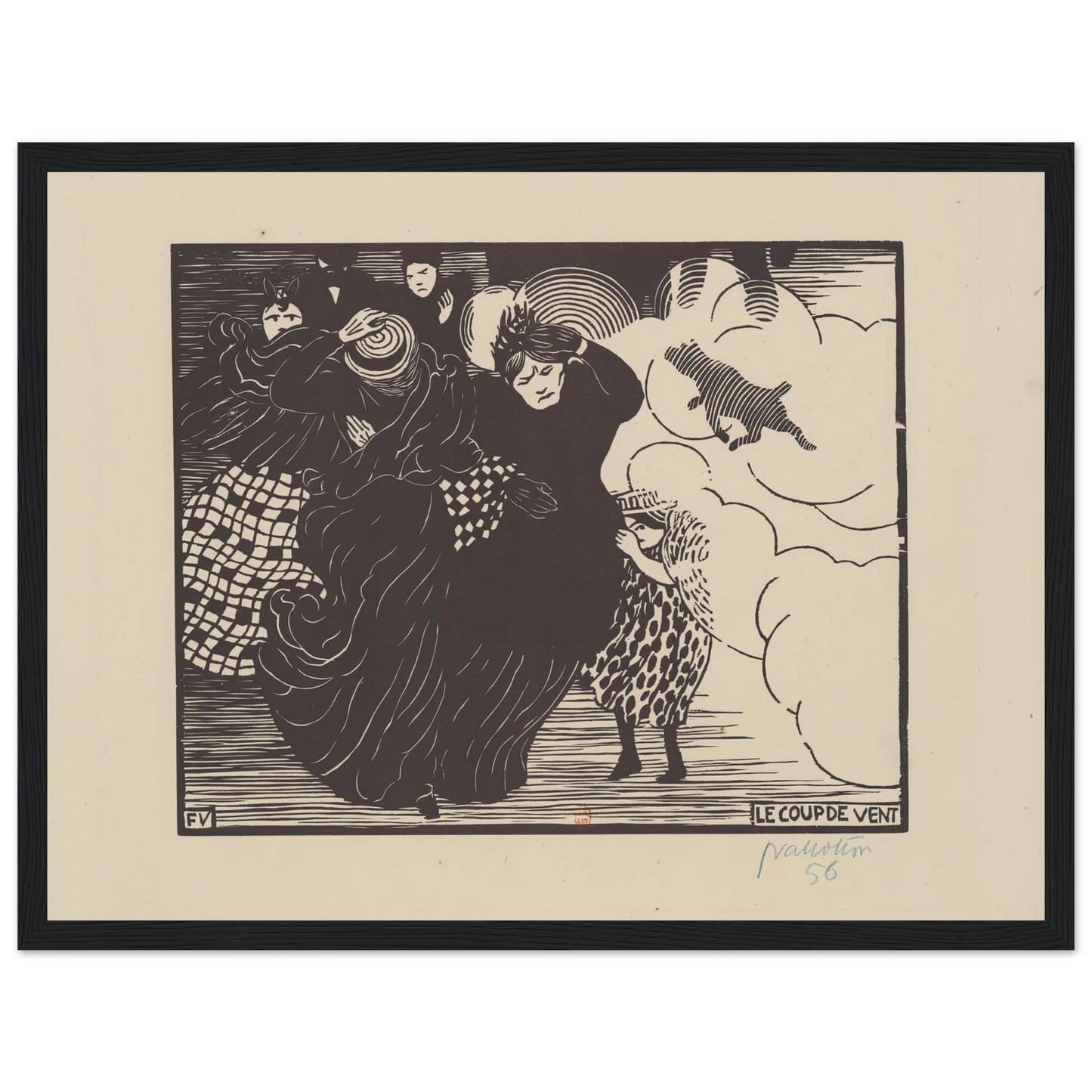 Le coup de vent (1894) Art Print | Felix Vallotton - Framed Poster - 30x40 cm / 12x16″ - Black frame