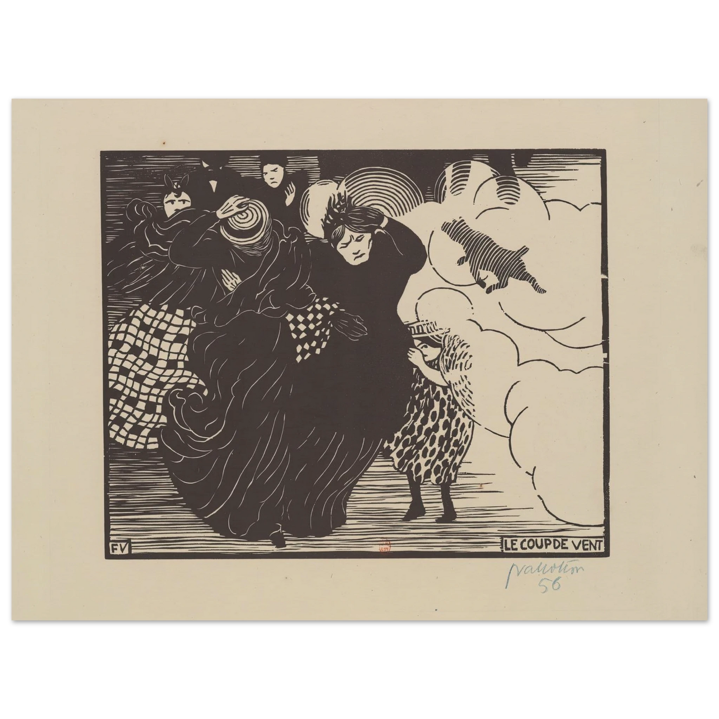 Le coup de vent (1894) Art Print | Felix Vallotton - Framed Poster - 30x40 cm / 12x16″ - Black frame