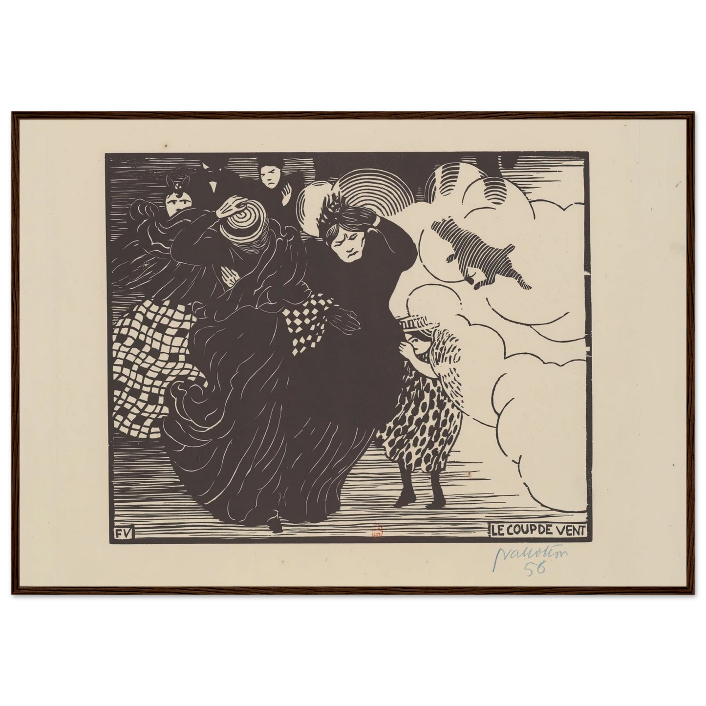Le coup de vent (1894) Art Print | Felix Vallotton - Framed Poster - 30x40 cm / 12x16″ - Black frame