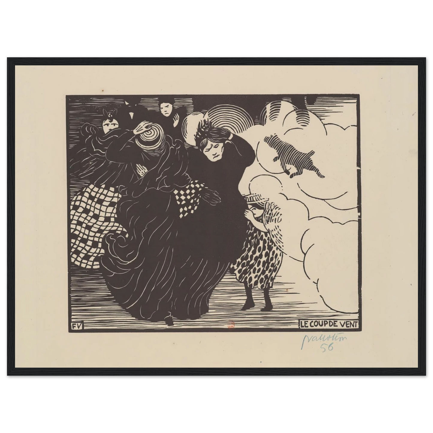 Le coup de vent (1894) Art Print | Felix Vallotton - Framed Poster - 30x40 cm / 12x16″ - Black frame