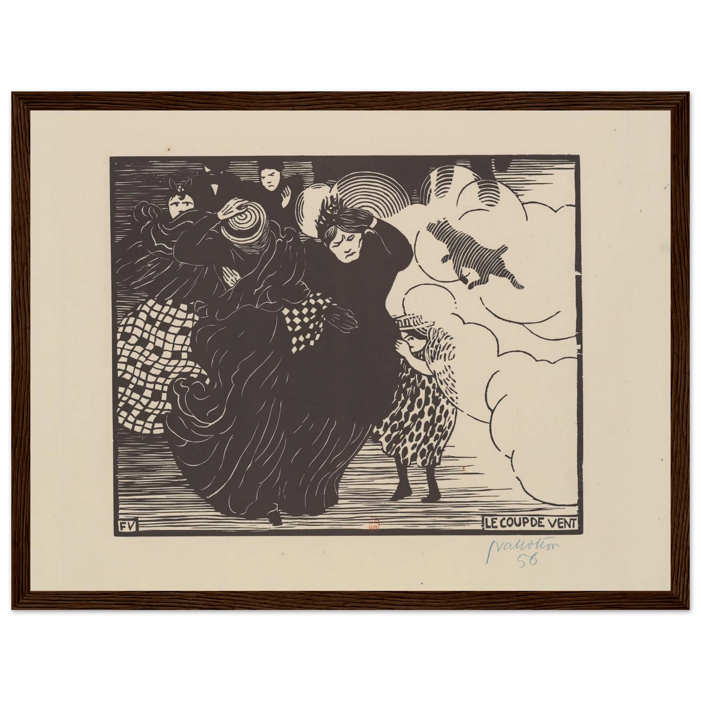 Le coup de vent (1894) Art Print | Felix Vallotton - Framed Poster - 30x40 cm / 12x16″ - Black frame