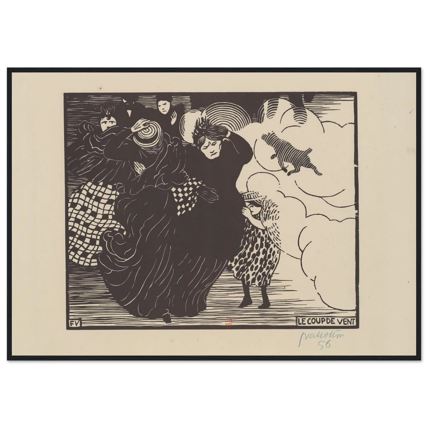 Le coup de vent (1894) Art Print | Felix Vallotton - Framed Poster - 30x40 cm / 12x16″ - Black frame