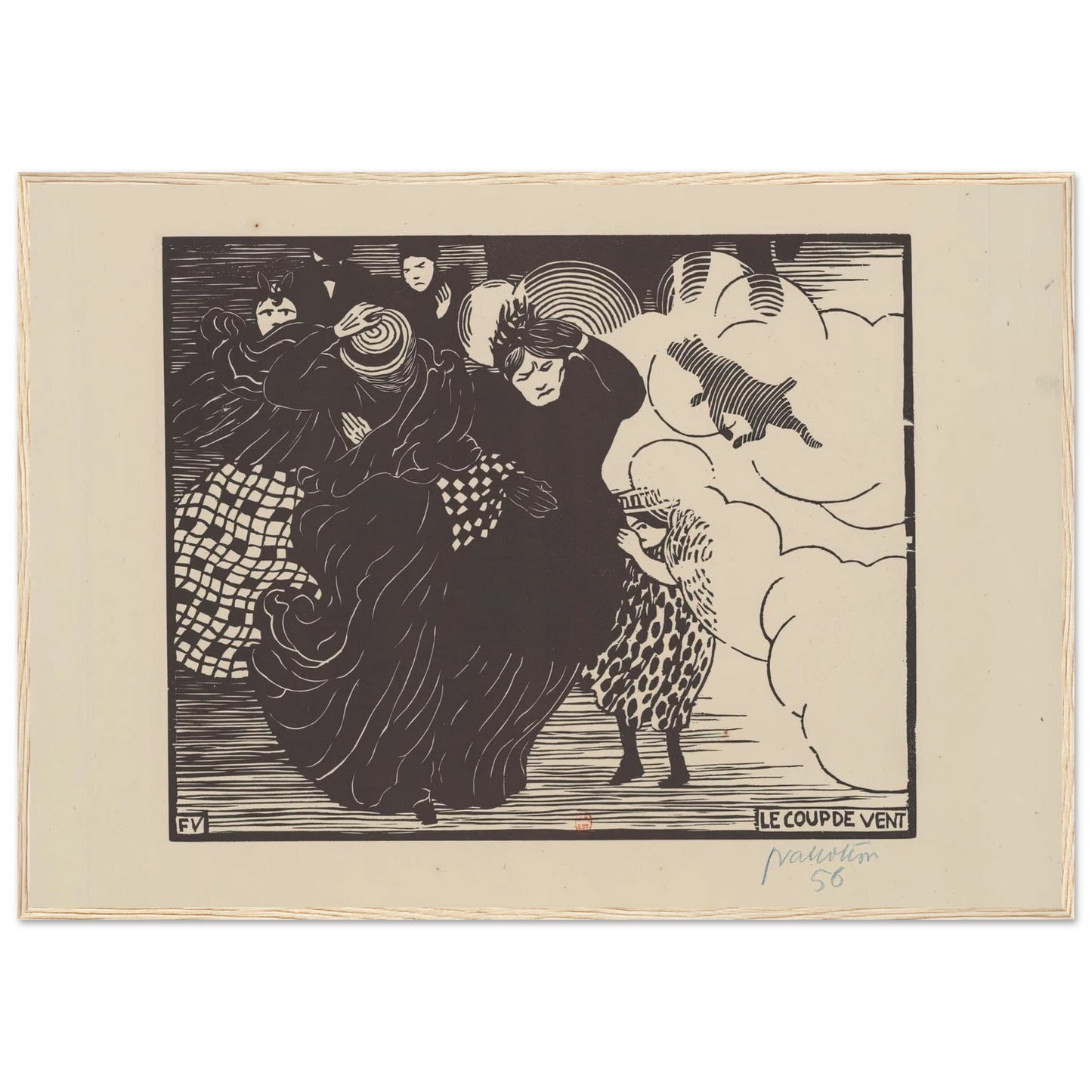 Le coup de vent (1894) Art Print | Felix Vallotton - Framed Poster - 30x40 cm / 12x16″ - Black frame