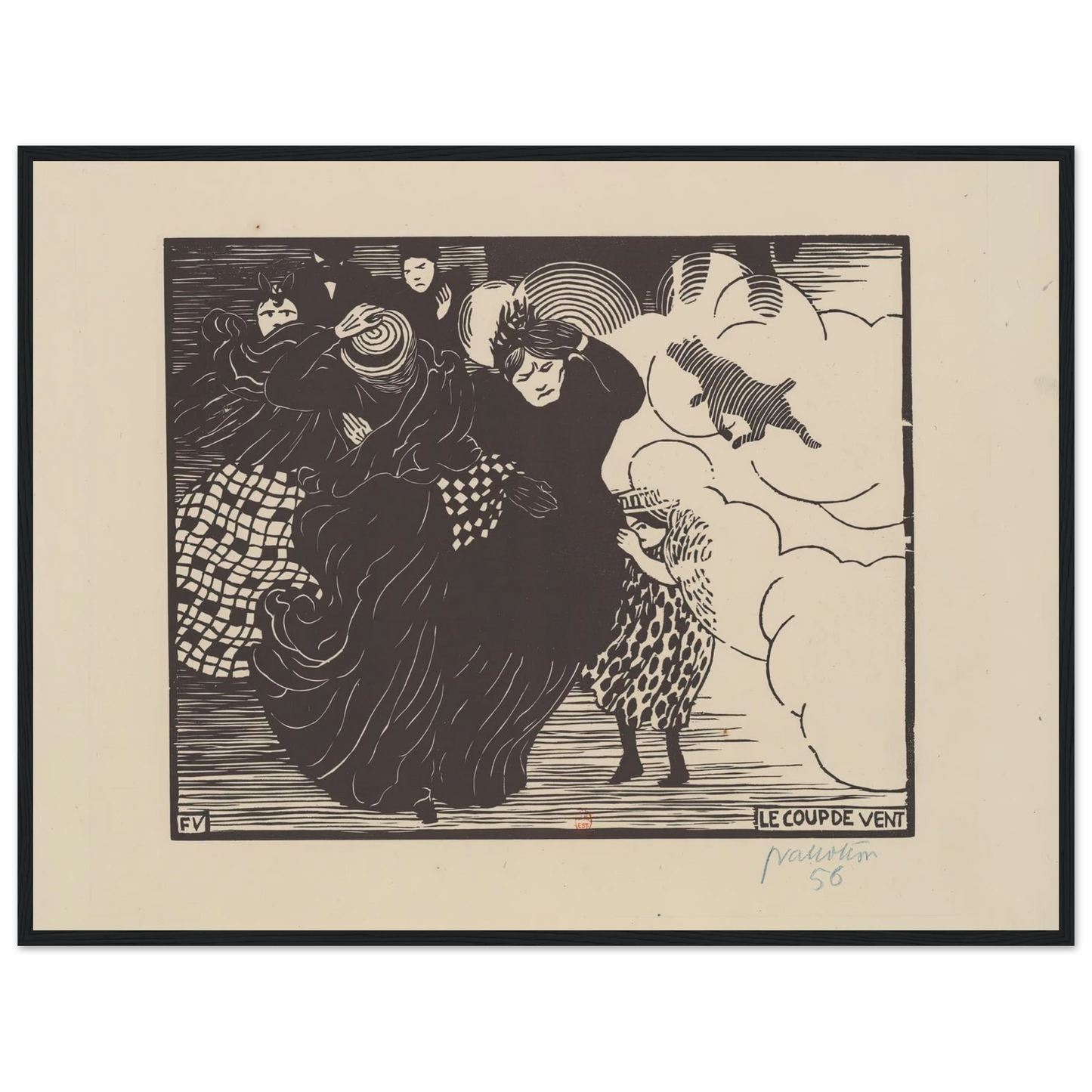 Le coup de vent (1894) Art Print | Felix Vallotton - Framed Poster - 30x40 cm / 12x16″ - Black frame