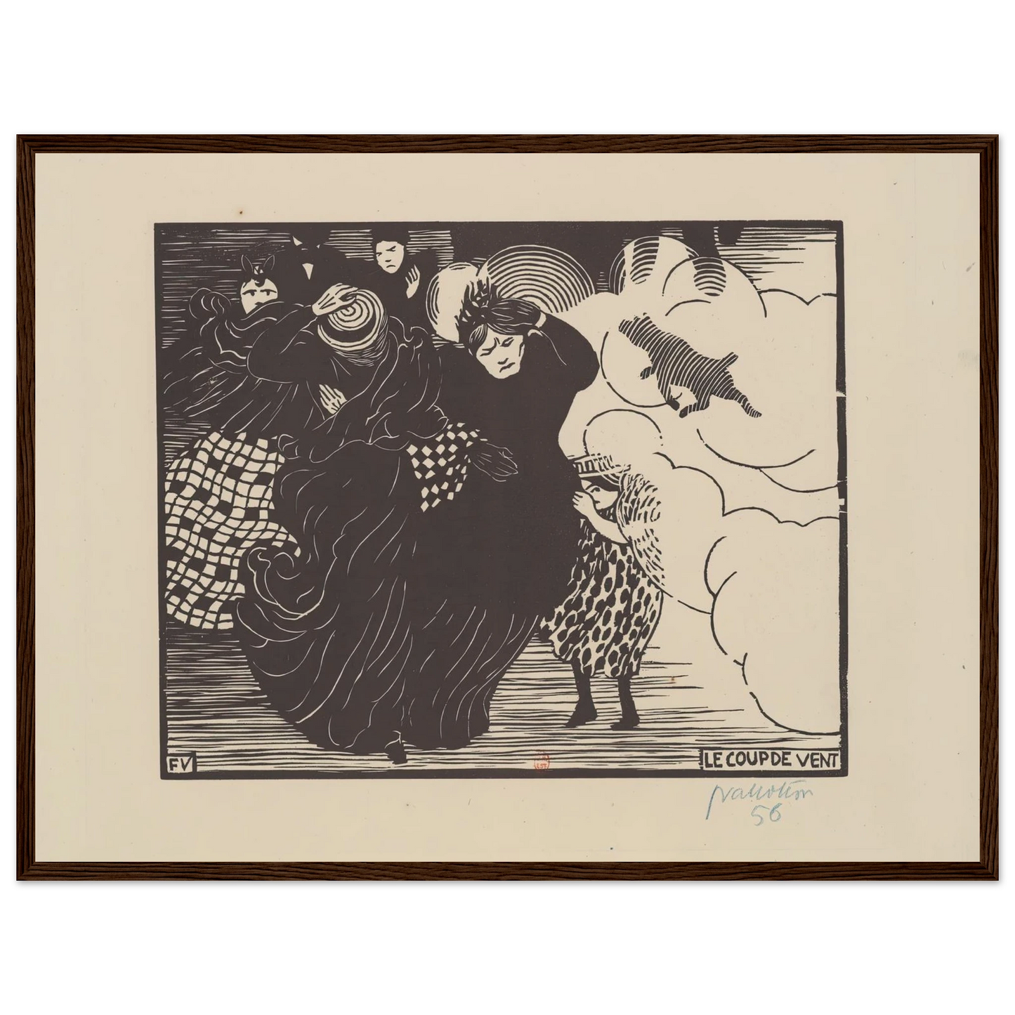 Le coup de vent (1894) Art Print | Felix Vallotton - Framed Poster - 30x40 cm / 12x16″ - Black frame