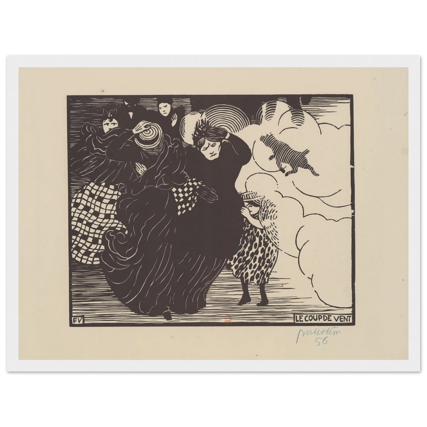Le coup de vent (1894) Art Print | Felix Vallotton - Framed Poster - 30x40 cm / 12x16″ - Black frame