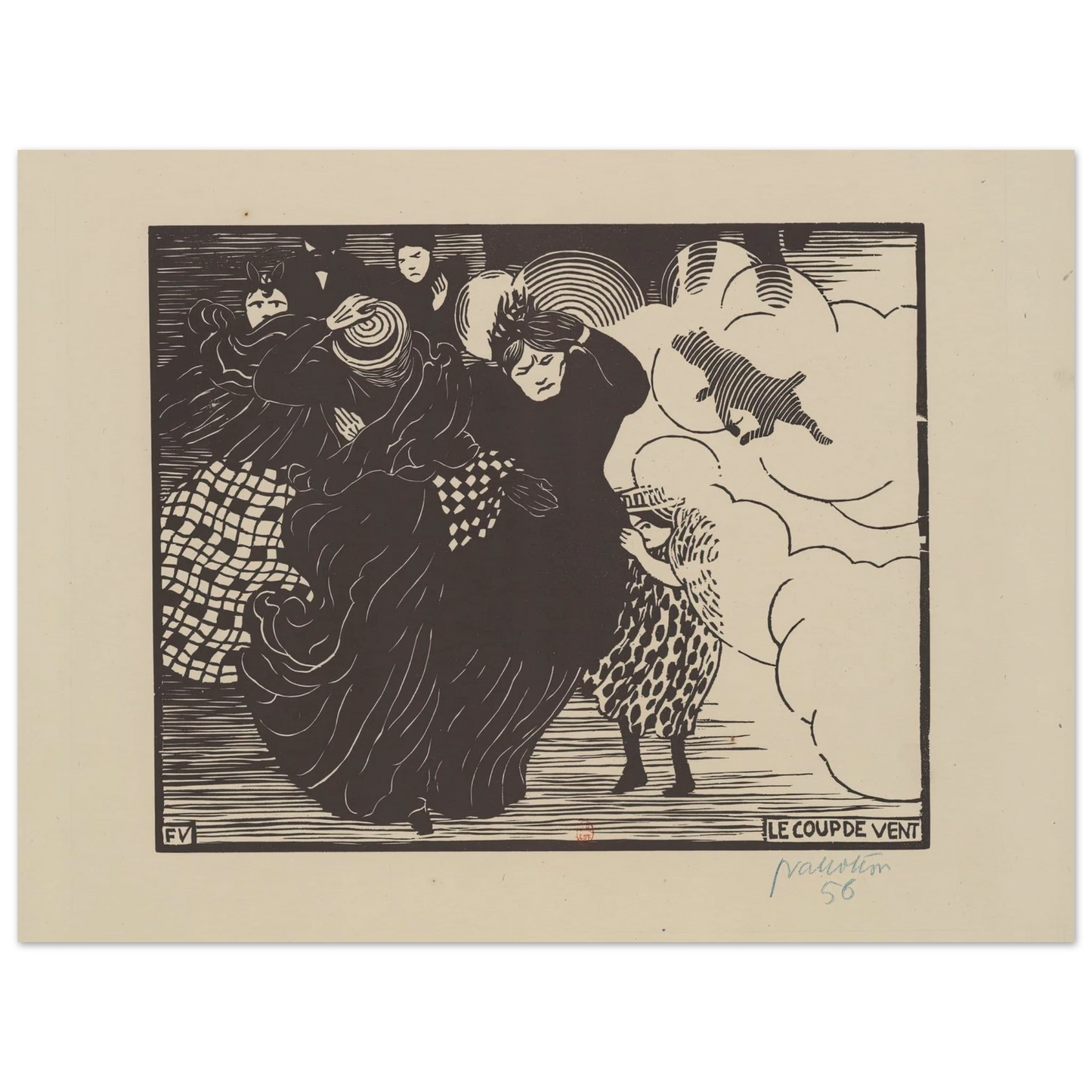 Le coup de vent (1894) Art Print | Felix Vallotton - Framed Poster - 30x40 cm / 12x16″ - Black frame