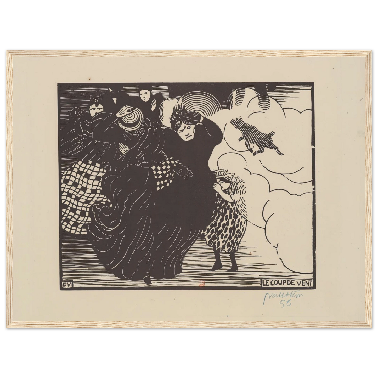 Le coup de vent (1894) Art Print | Felix Vallotton - Framed Poster - 30x40 cm / 12x16″ - Black frame