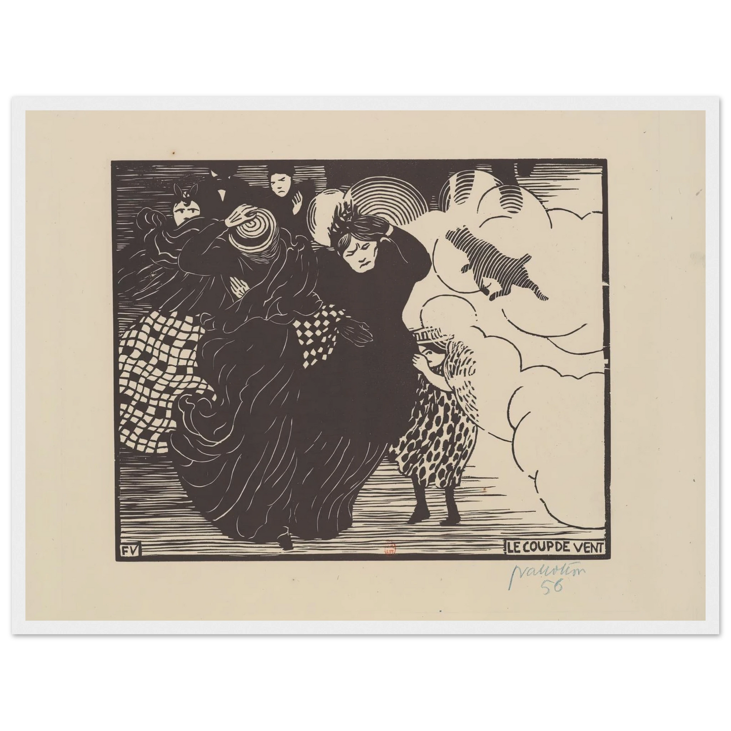 Le coup de vent (1894) Art Print | Felix Vallotton - Framed Poster - 30x40 cm / 12x16″ - Black frame