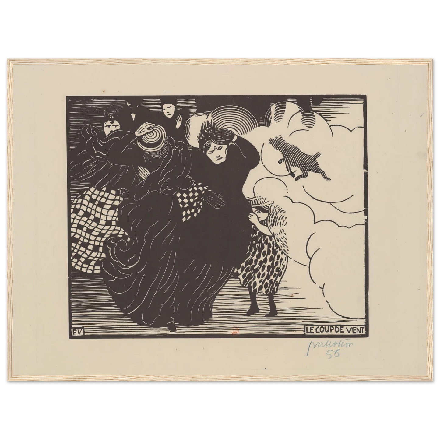 Le coup de vent (1894) Art Print | Felix Vallotton - Framed Poster - 30x40 cm / 12x16″ - Black frame