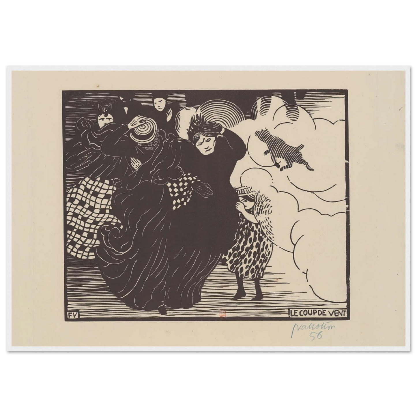 Le coup de vent (1894) Art Print | Felix Vallotton - Framed Poster - 30x40 cm / 12x16″ - Black frame