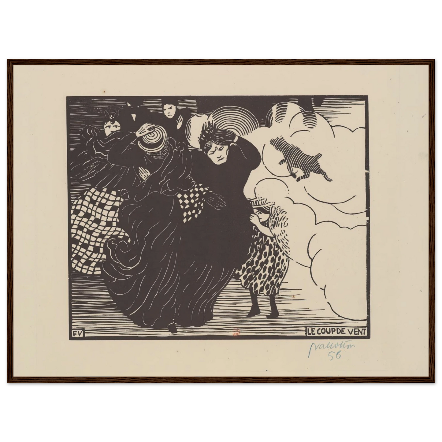 Le coup de vent (1894) Art Print | Felix Vallotton - Framed Poster - 30x40 cm / 12x16″ - Black frame