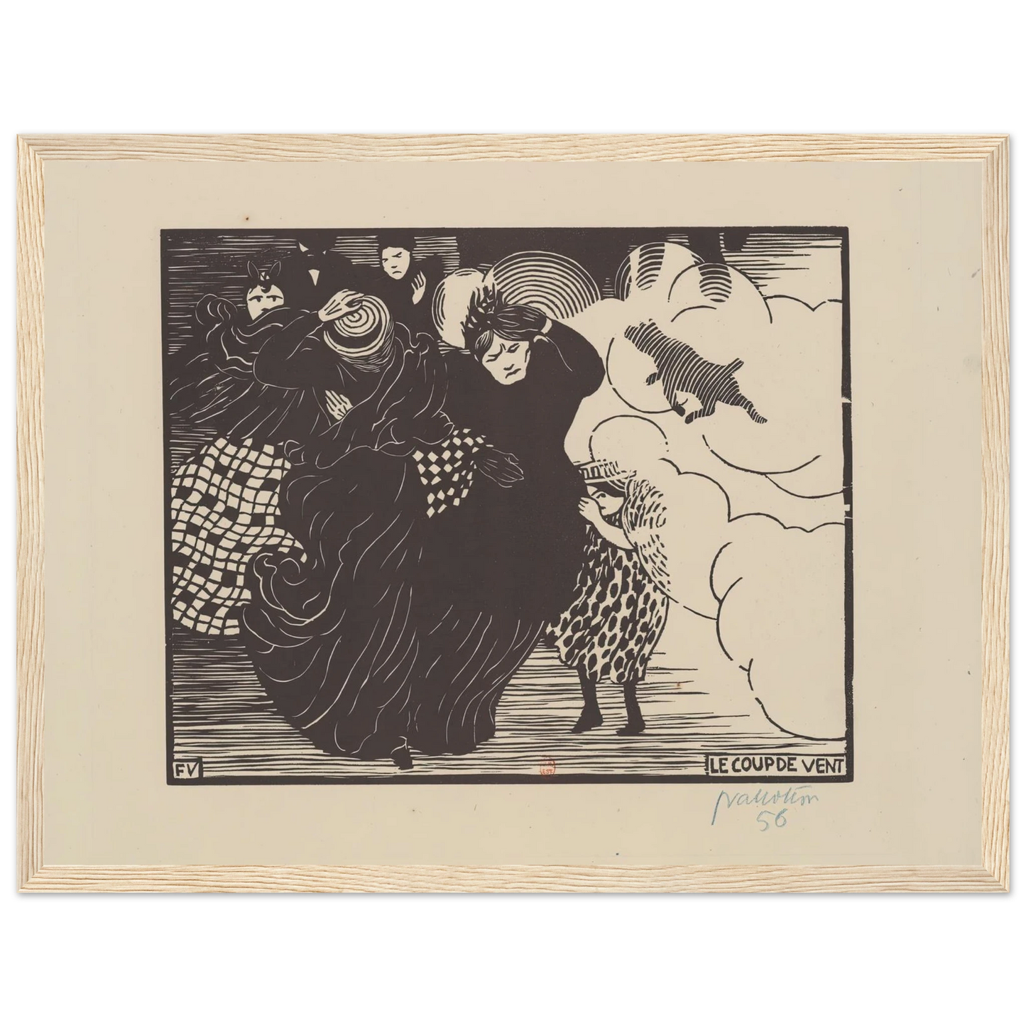 Le coup de vent (1894) Art Print | Felix Vallotton - Framed Poster - 30x40 cm / 12x16″ - Black frame