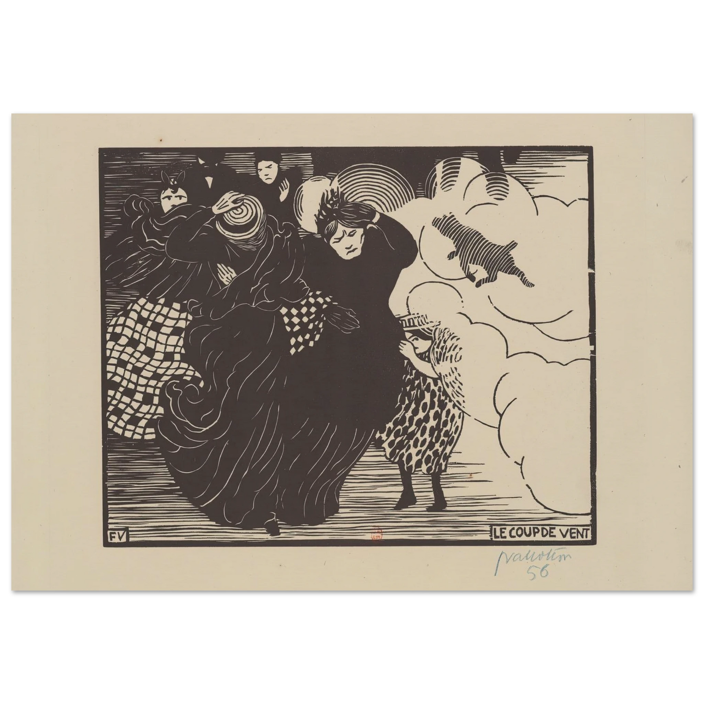 Le coup de vent (1894) Art Print | Felix Vallotton - Framed Poster - 30x40 cm / 12x16″ - Black frame