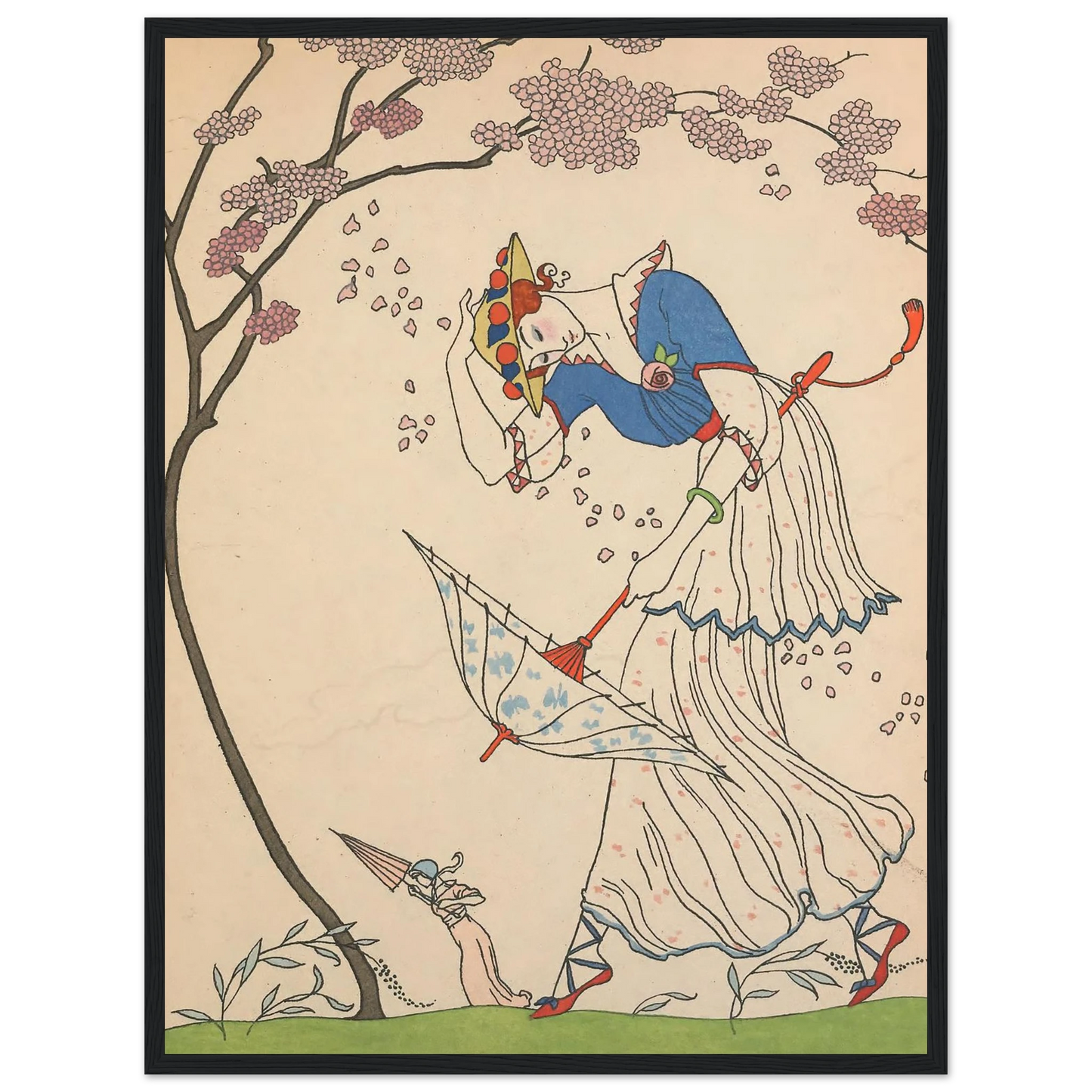 Le Coup de Vent (1914) Art Print | George Barbier - Framed Poster - 30x40 cm / 12x16″ - Black frame