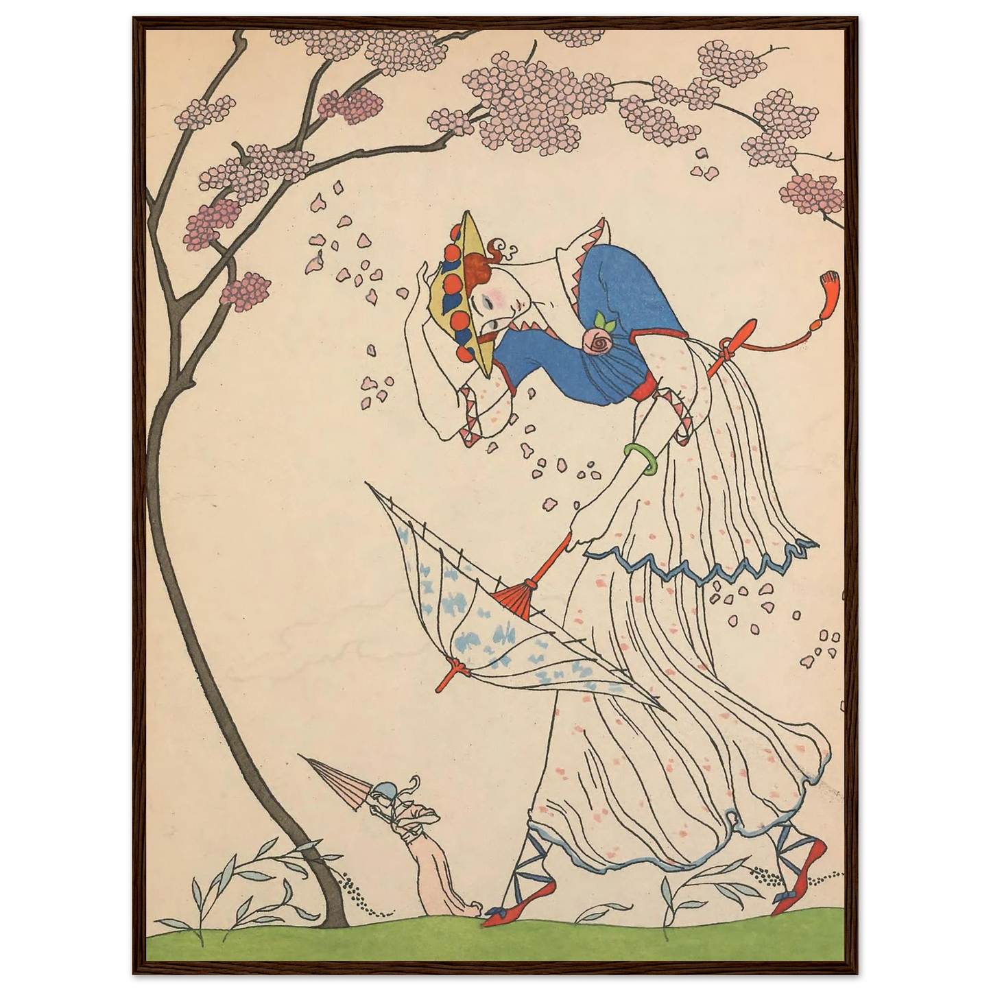 Le Coup de Vent (1914) Art Print | George Barbier - Framed Poster - 30x40 cm / 12x16″ - Black frame