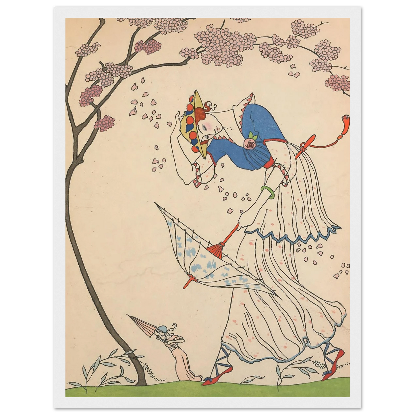 Le Coup de Vent (1914) Art Print | George Barbier - Framed Poster - 30x40 cm / 12x16″ - Black frame
