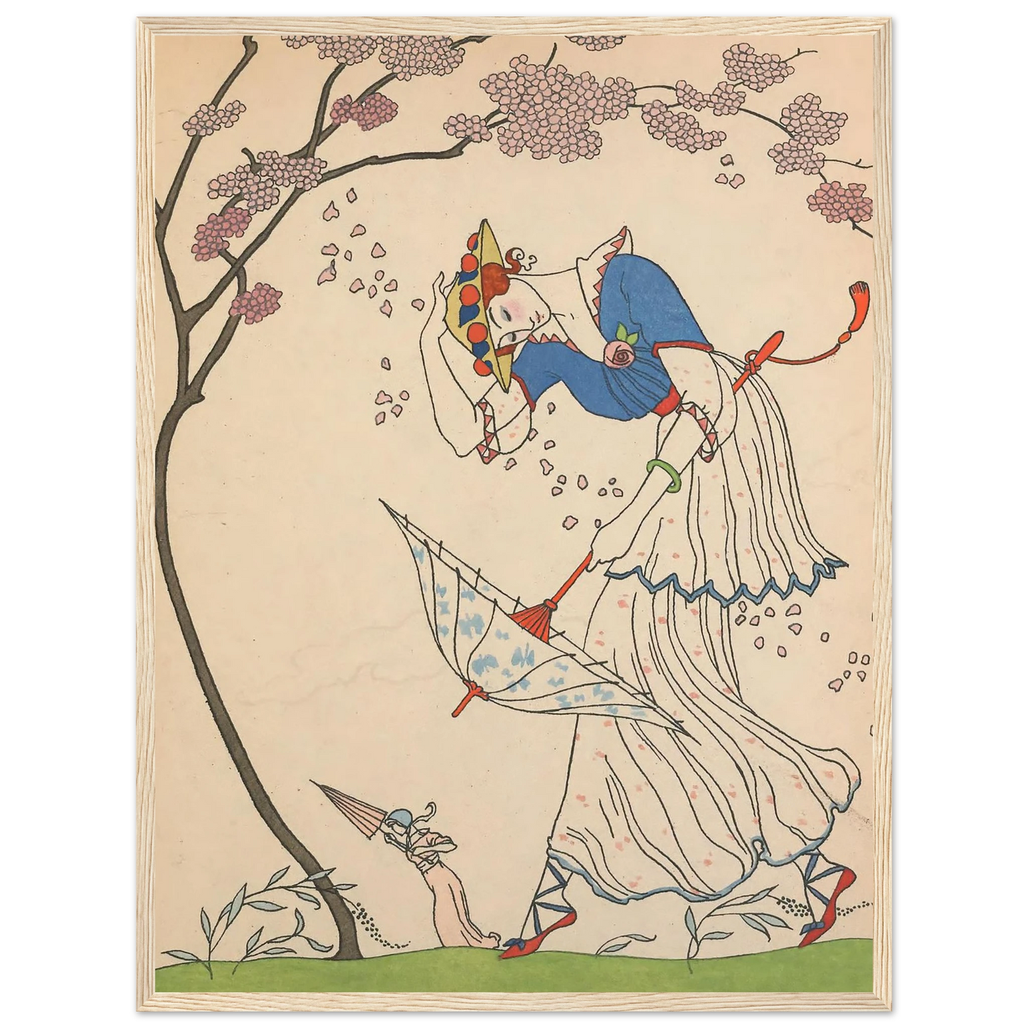Le Coup de Vent (1914) Art Print | George Barbier - Framed Poster - 30x40 cm / 12x16″ - Black frame