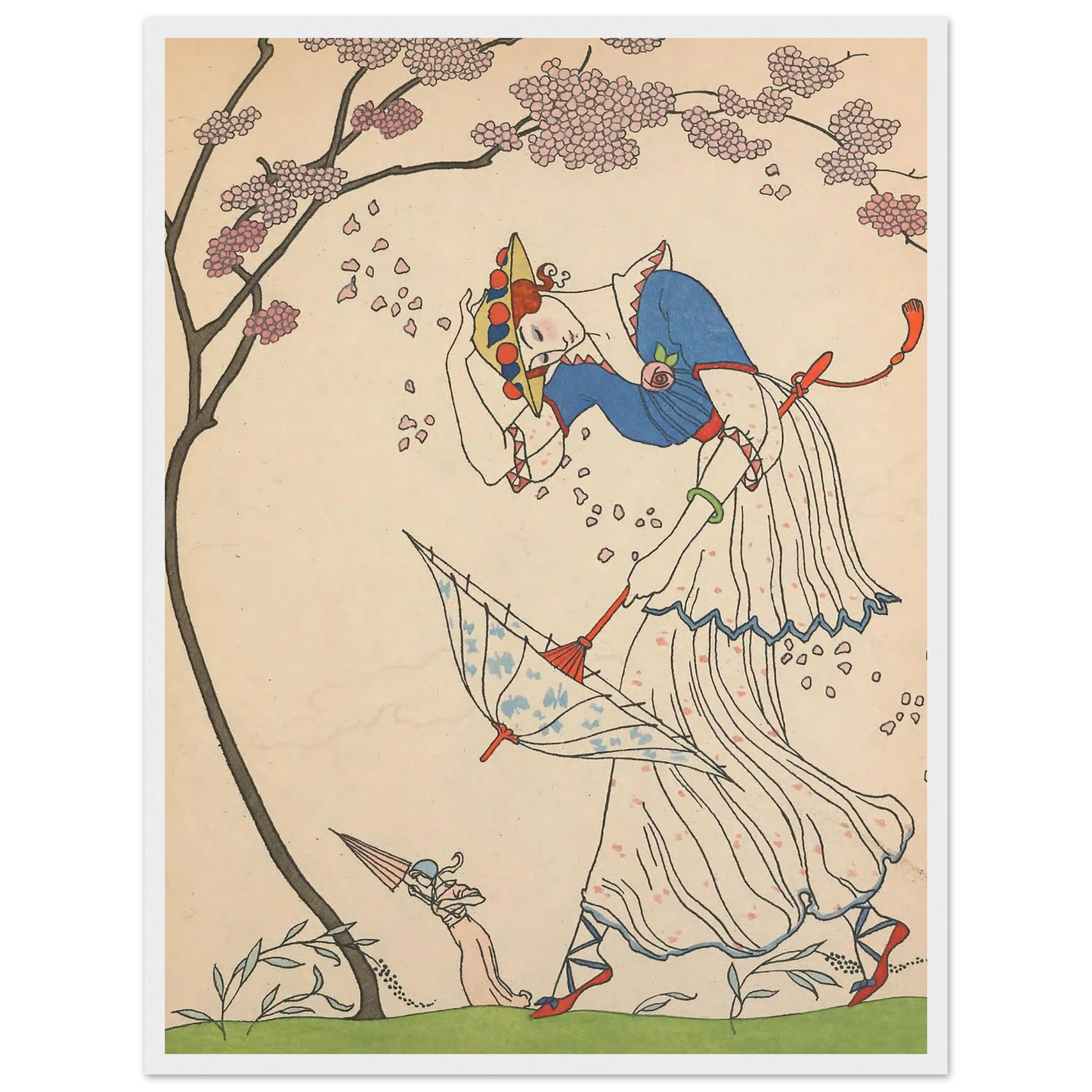 Le Coup de Vent (1914) Art Print | George Barbier - Framed Poster - 30x40 cm / 12x16″ - Black frame