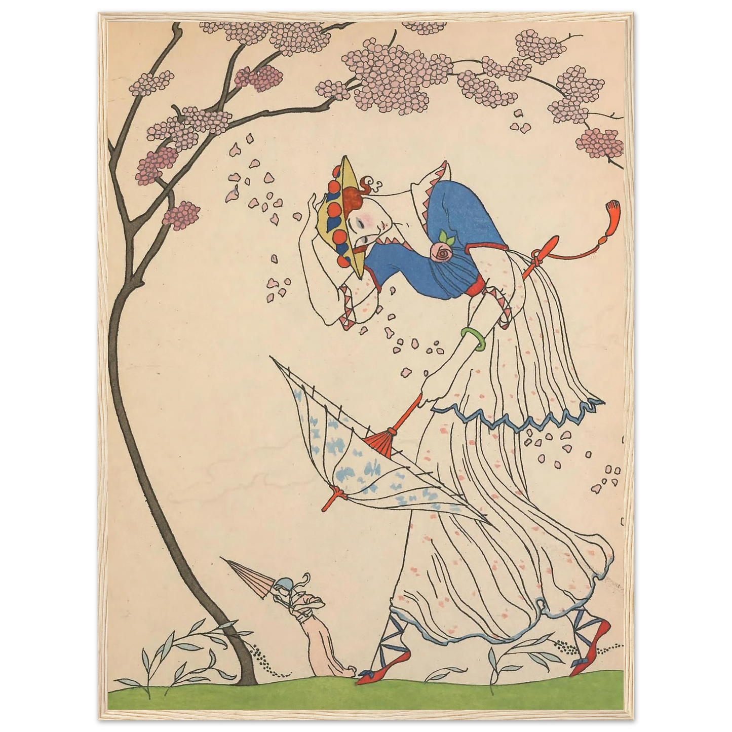 Le Coup de Vent (1914) Art Print | George Barbier - Framed Poster - 30x40 cm / 12x16″ - Black frame