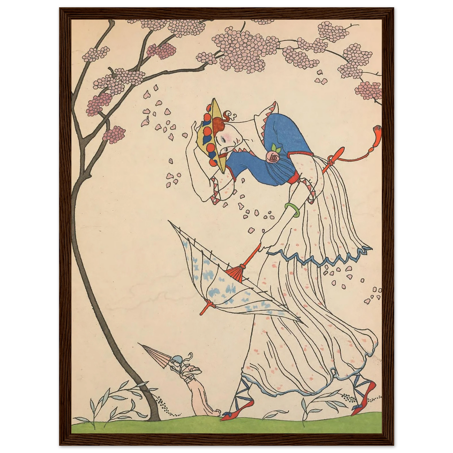Le Coup de Vent (1914) Art Print | George Barbier - Framed Poster - 30x40 cm / 12x16″ - Black frame