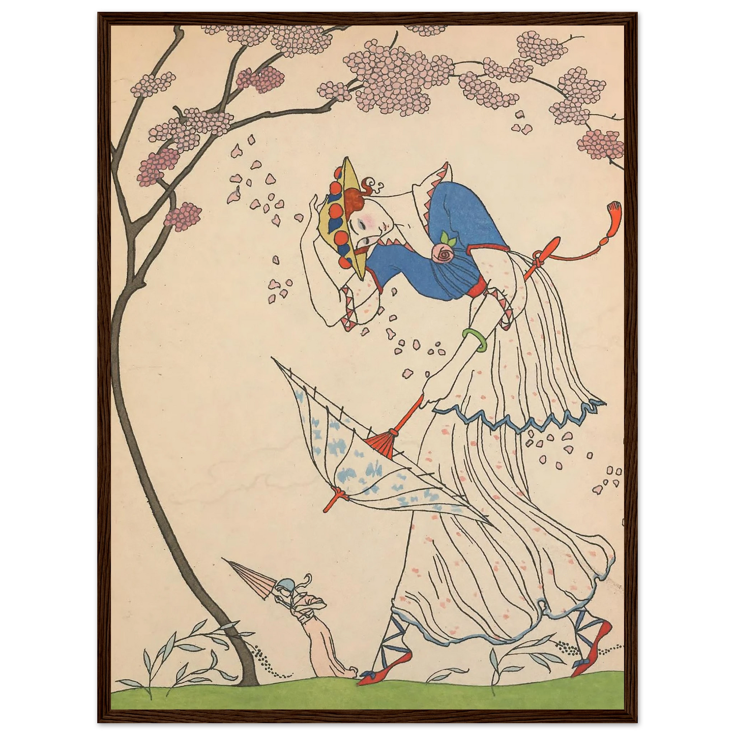 Le Coup de Vent (1914) Art Print | George Barbier - Framed Poster - 30x40 cm / 12x16″ - Black frame
