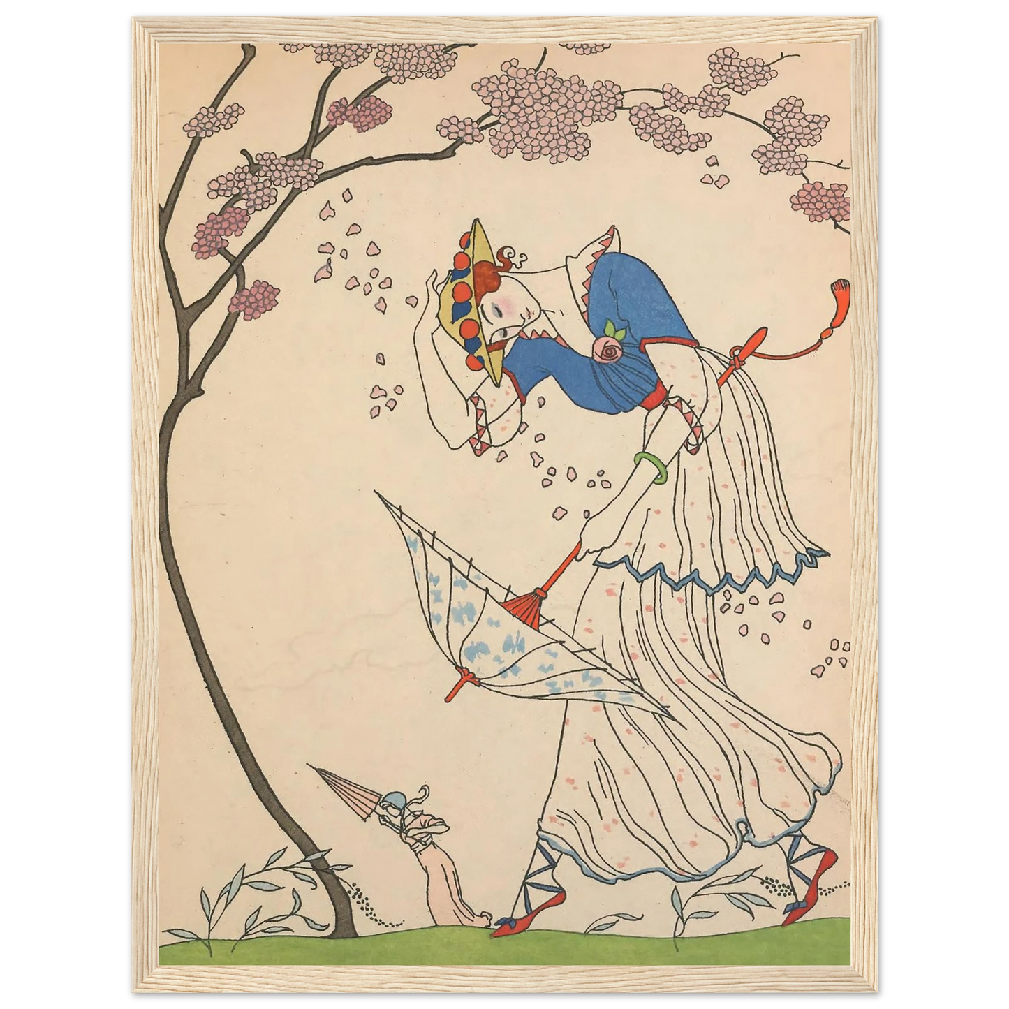 Le Coup de Vent (1914) Art Print | George Barbier - Framed Poster - 30x40 cm / 12x16″ - Black frame