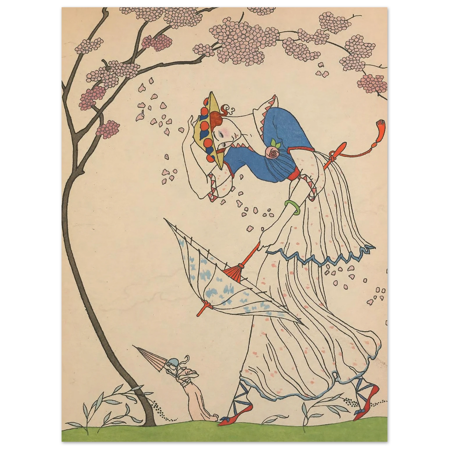Le Coup de Vent (1914) Art Print | George Barbier - Framed Poster - 30x40 cm / 12x16″ - Black frame