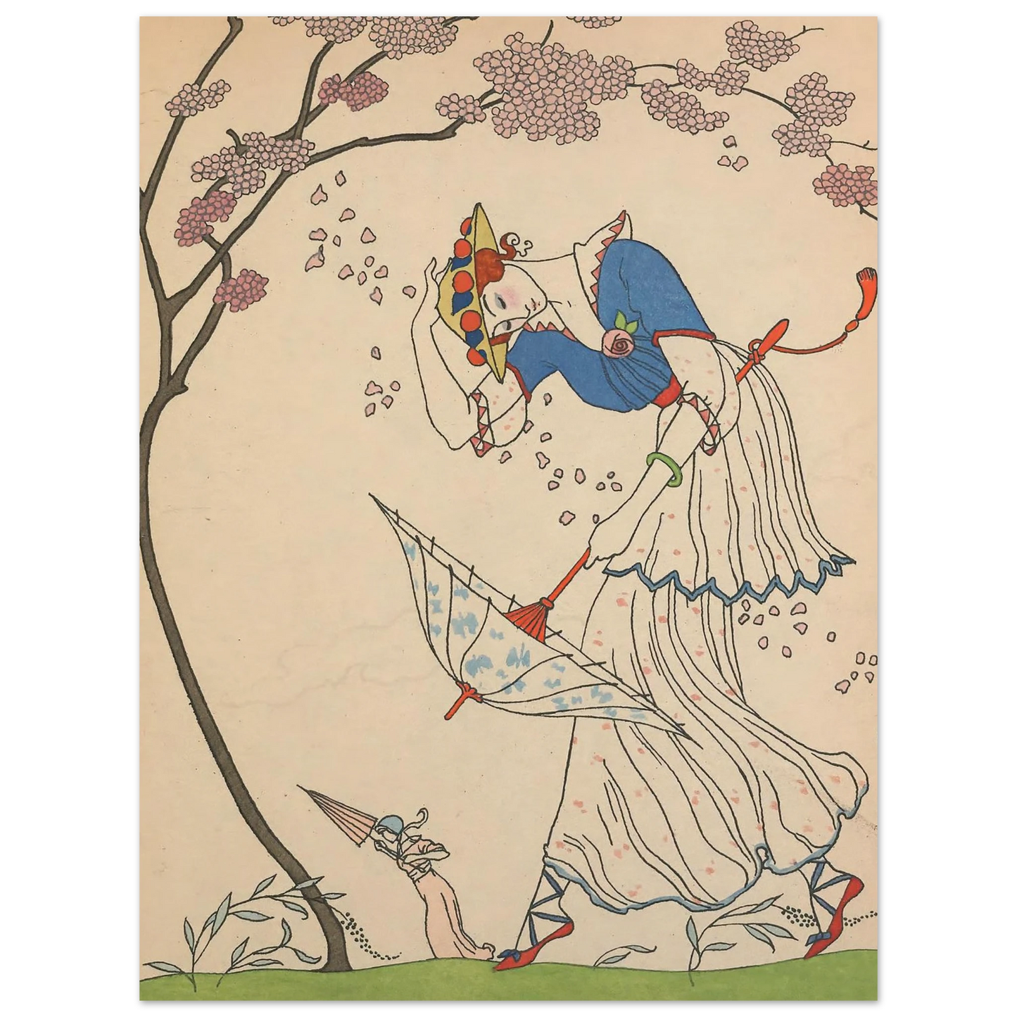 Le Coup de Vent (1914) Art Print | George Barbier - Framed Poster - 30x40 cm / 12x16″ - Black frame