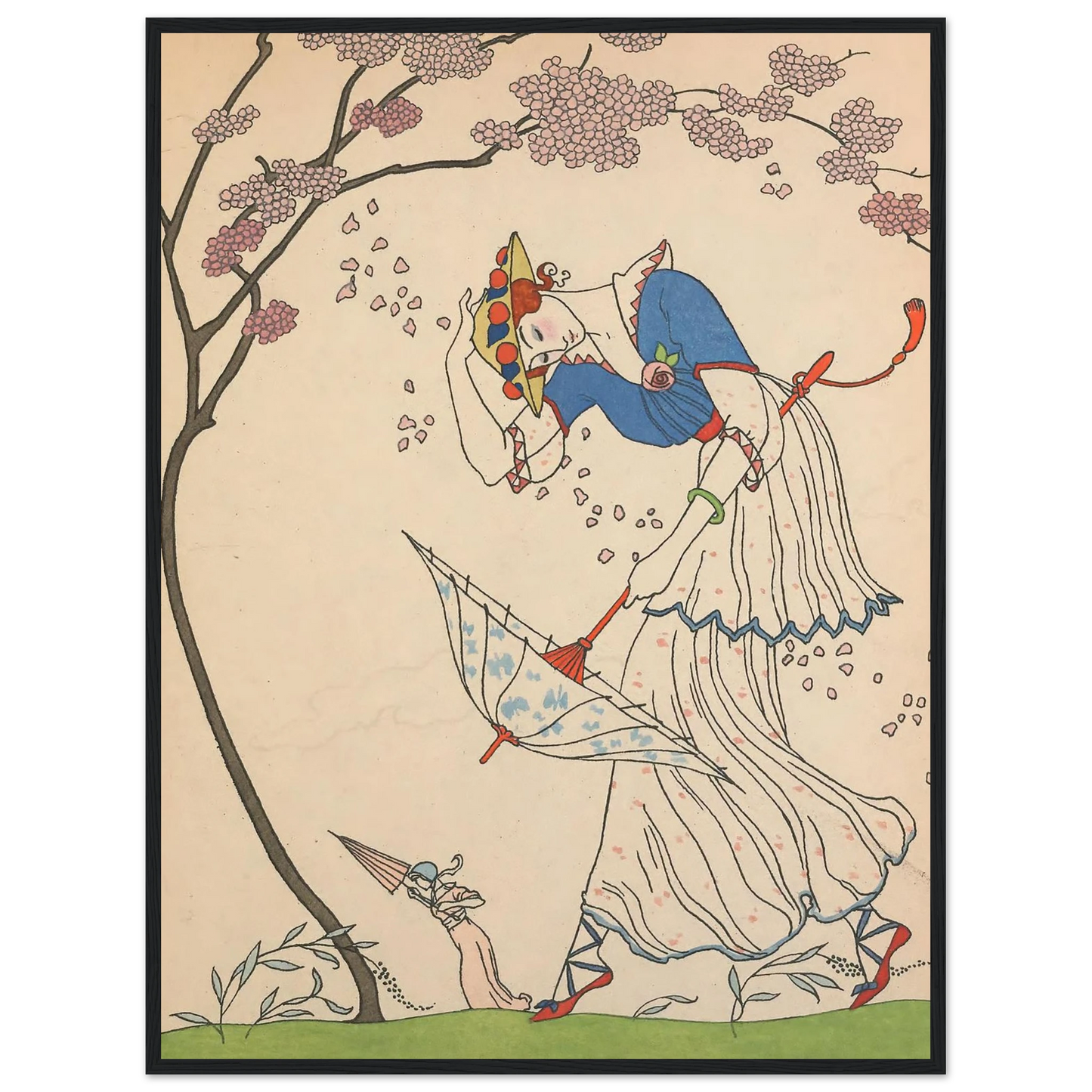 Le Coup de Vent (1914) Art Print | George Barbier - Framed Poster - 30x40 cm / 12x16″ - Black frame