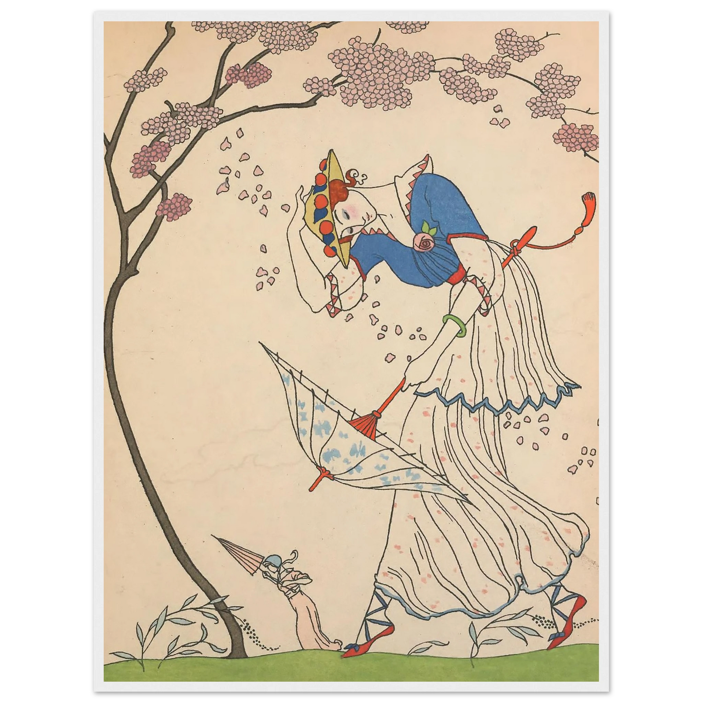 Le Coup de Vent (1914) Art Print | George Barbier - Framed Poster - 30x40 cm / 12x16″ - Black frame
