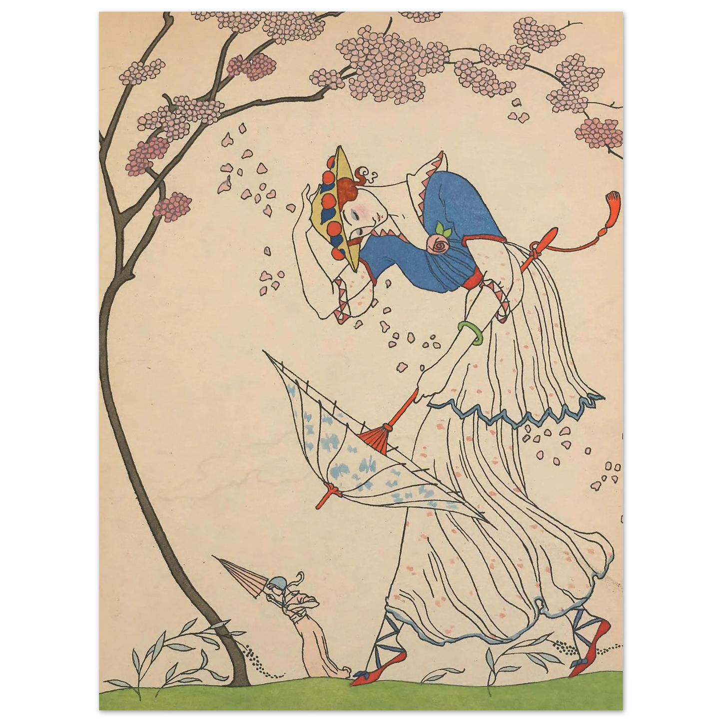 Le Coup de Vent (1914) Art Print | George Barbier - Framed Poster - 30x40 cm / 12x16″ - Black frame