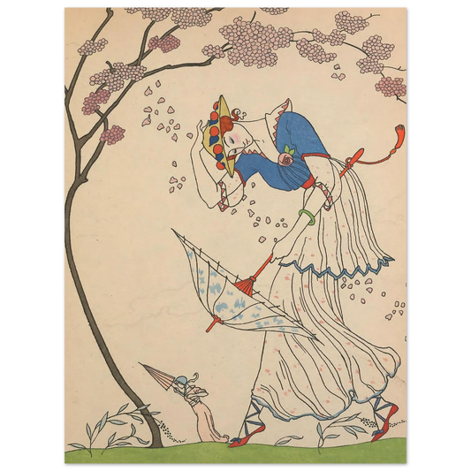 Le Coup de Vent (1914) Art Print | George Barbier - Framed Poster - 30x40 cm / 12x16″ - Black frame