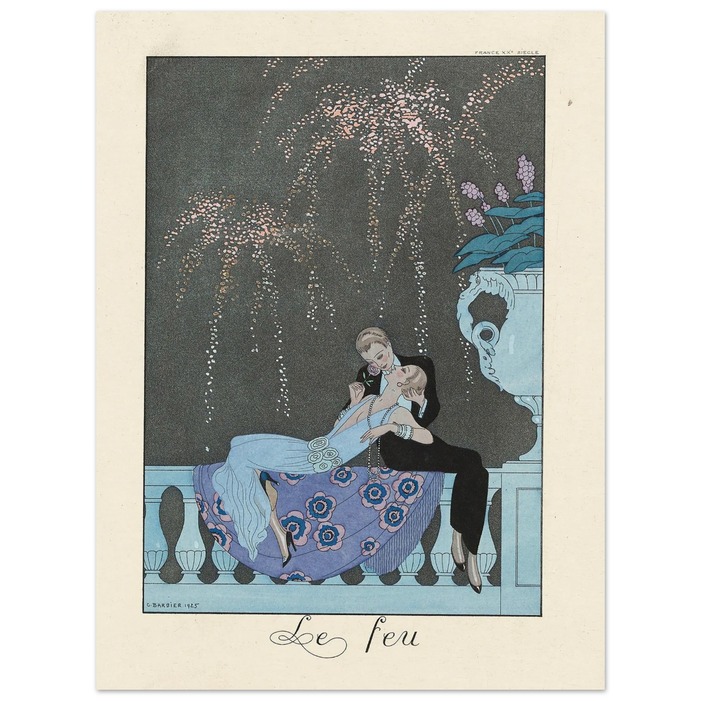 Le Feu (Fire) (1922–1926) Art Print | George Barbier - Framed Poster - 30x40 cm / 12x16″ - Black frame