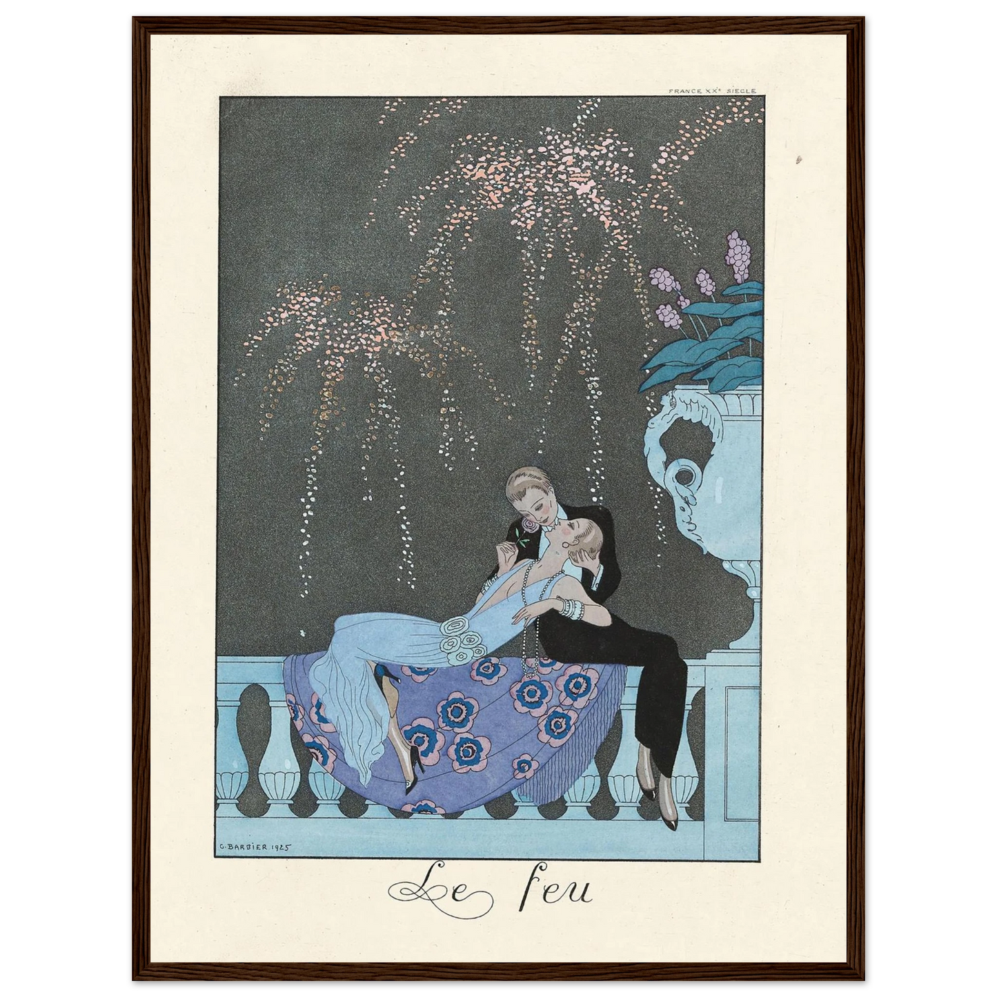 Le Feu (Fire) (1922–1926) Art Print | George Barbier - Framed Poster - 30x40 cm / 12x16″ - Black frame