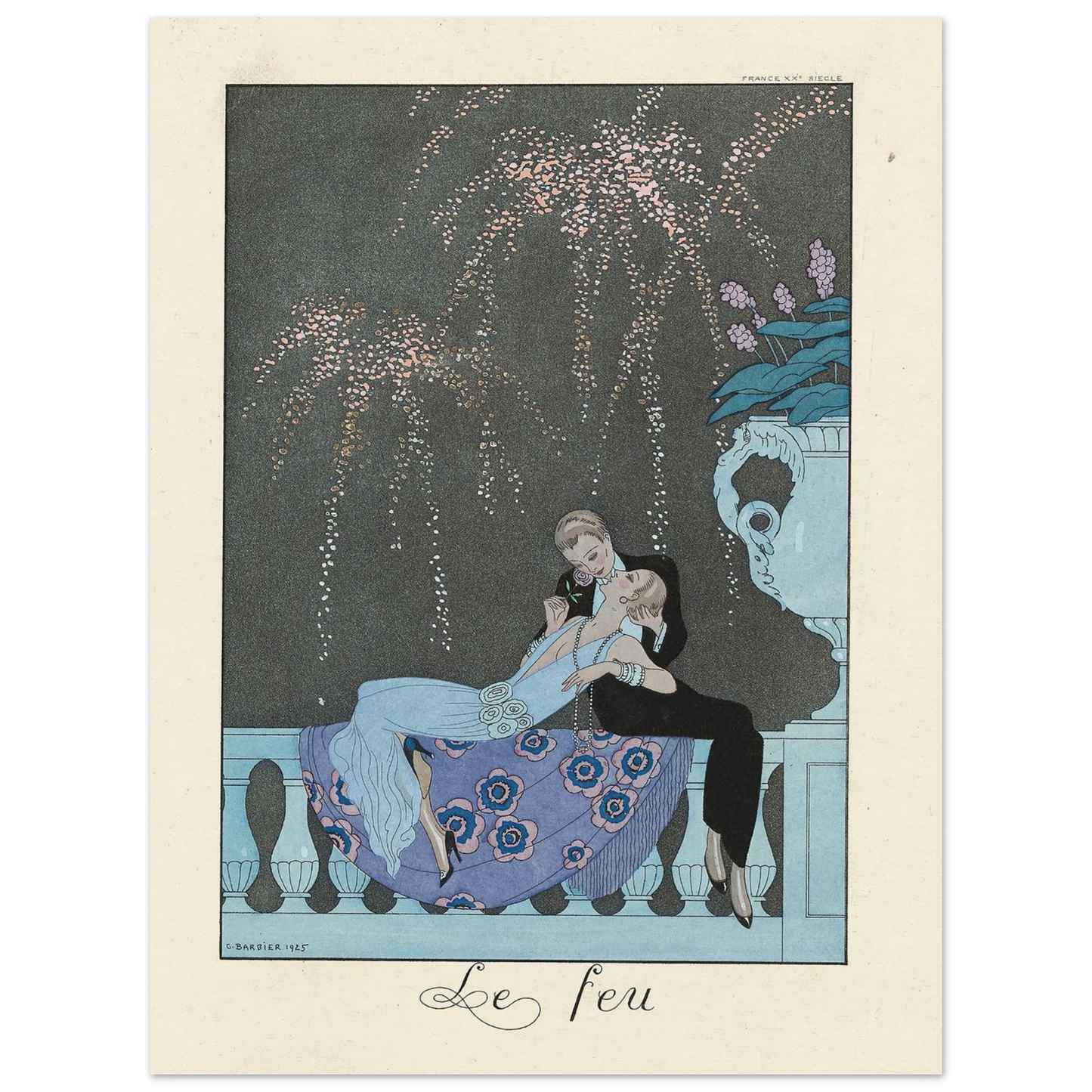 Le Feu (Fire) (1922–1926) Art Print | George Barbier - Framed Poster - 30x40 cm / 12x16″ - Black frame