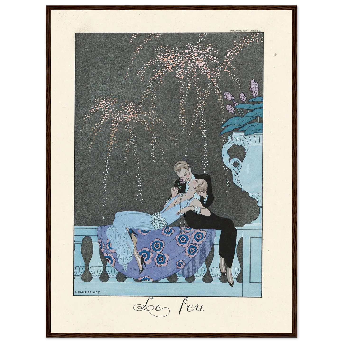 Le Feu (Fire) (1922–1926) Art Print | George Barbier - Framed Poster - 30x40 cm / 12x16″ - Black frame
