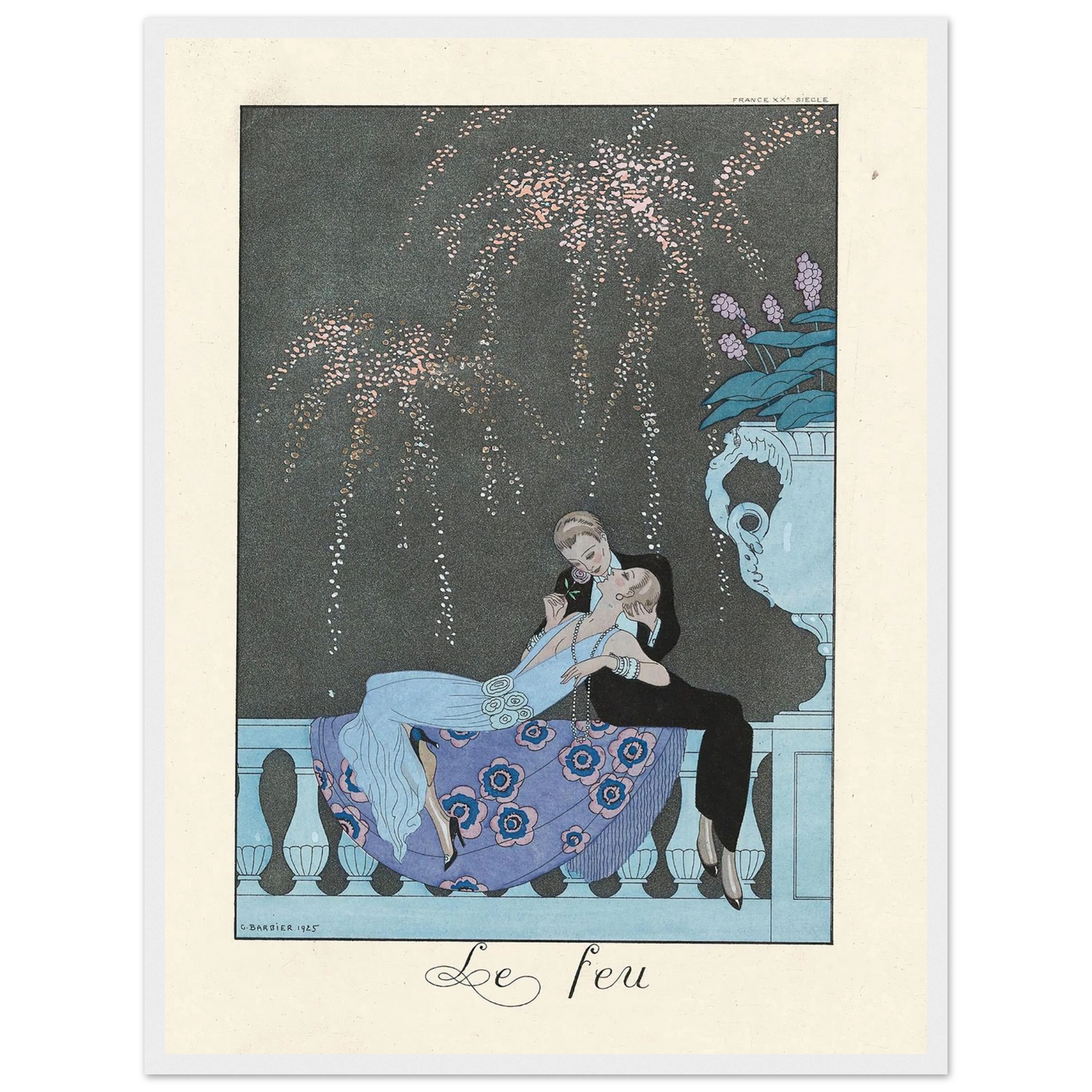 Le Feu (Fire) (1922–1926) Art Print | George Barbier - Framed Poster - 30x40 cm / 12x16″ - Black frame