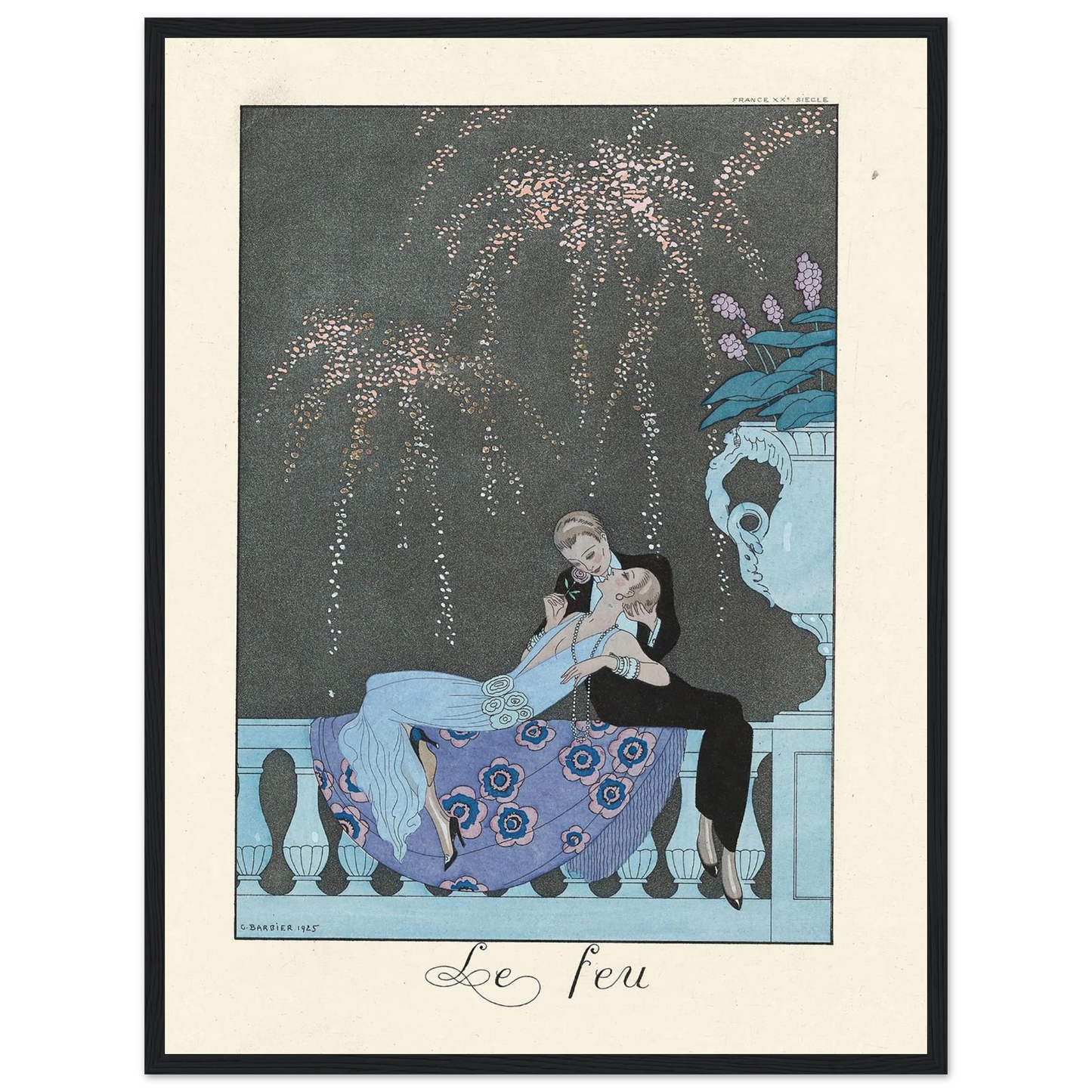 Le Feu (Fire) (1922–1926) Art Print | George Barbier - Framed Poster - 30x40 cm / 12x16″ - Black frame