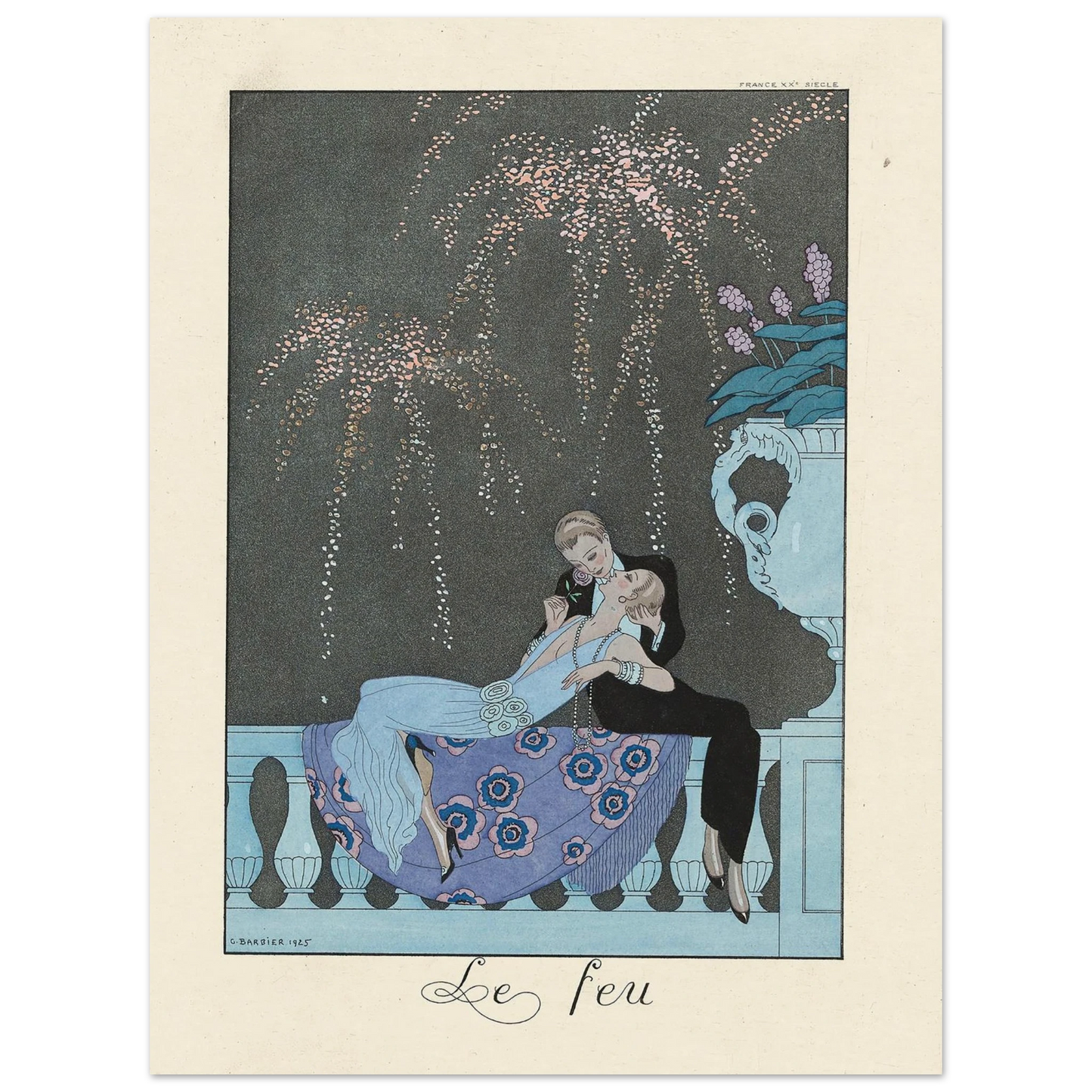 Le Feu (Fire) (1922–1926) Art Print | George Barbier - Framed Poster - 30x40 cm / 12x16″ - Black frame