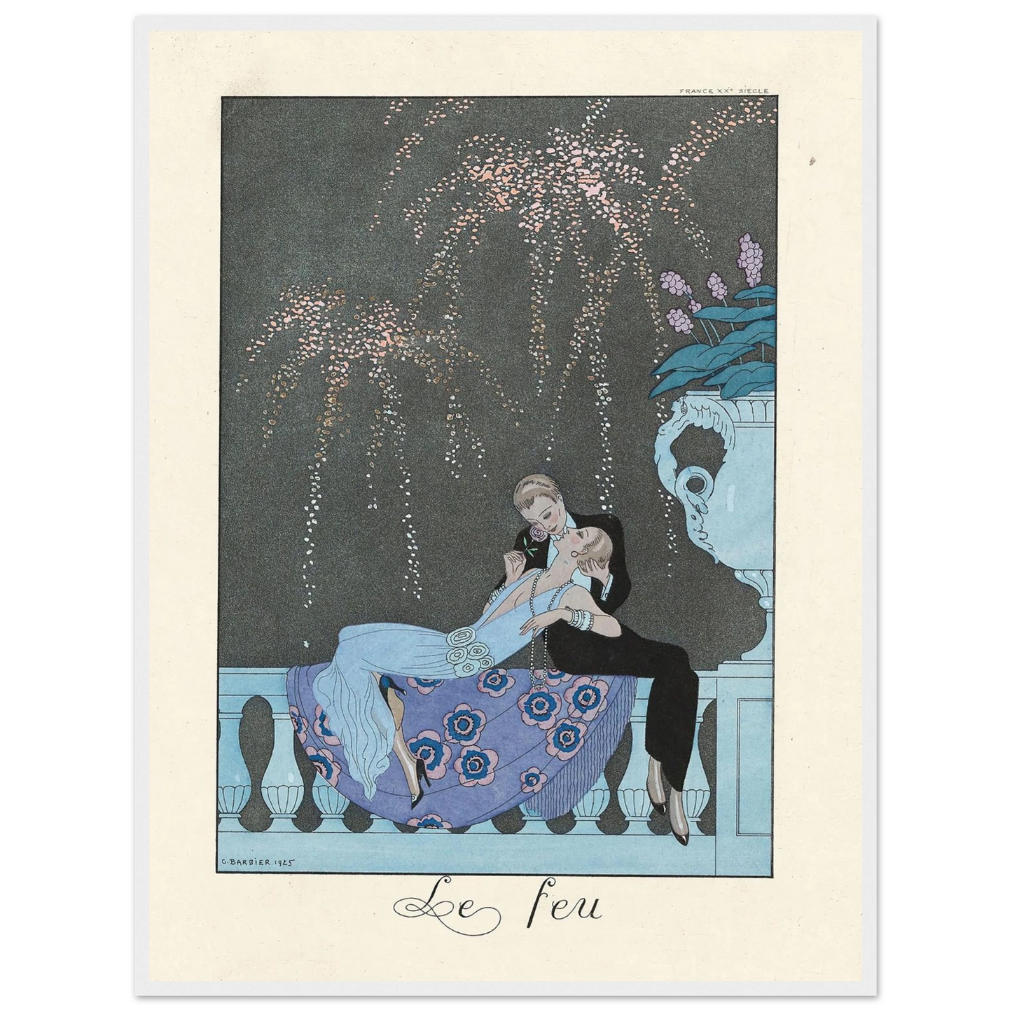Le Feu (Fire) (1922–1926) Art Print | George Barbier - Framed Poster - 30x40 cm / 12x16″ - Black frame
