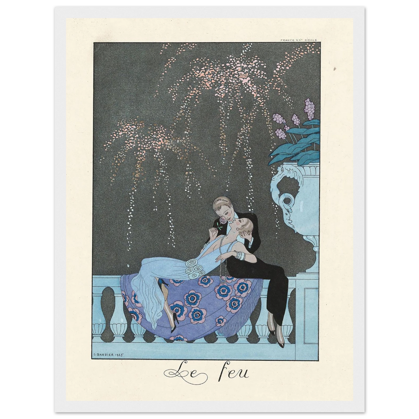 Le Feu (Fire) (1922–1926) Art Print | George Barbier - Framed Poster - 30x40 cm / 12x16″ - Black frame