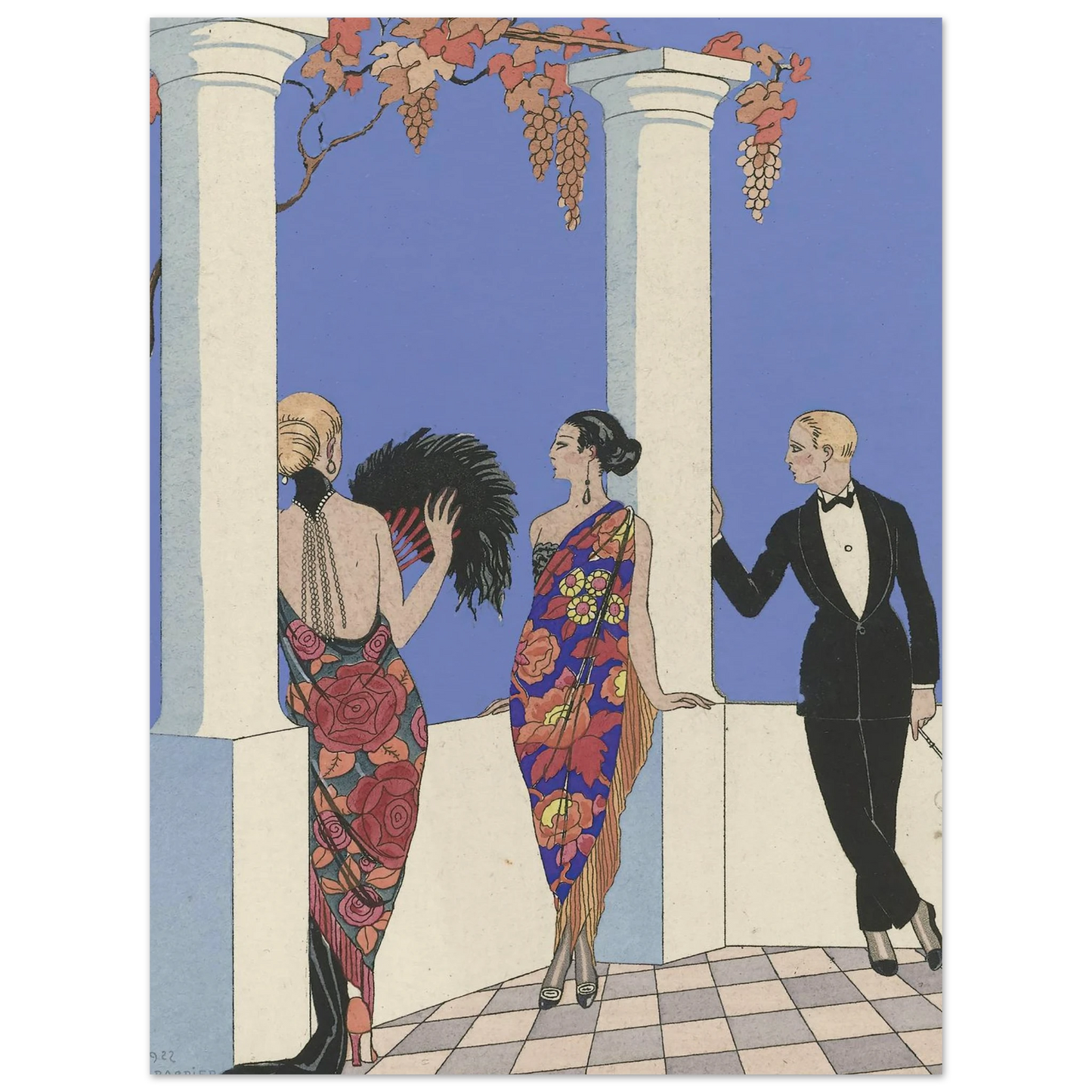 Le gout des chales. (1922) Art Print | George Barbier - Framed Poster - 30x40 cm / 12x16″ - Black frame