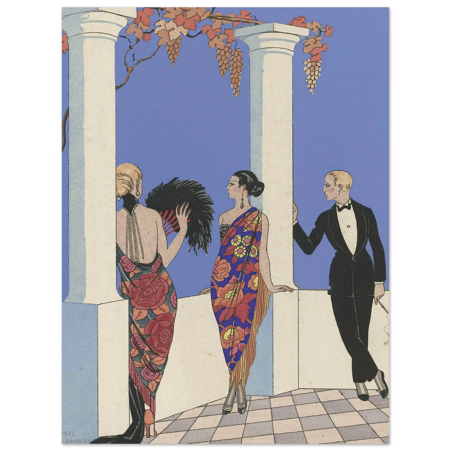 Le gout des chales. (1922) Art Print | George Barbier - Framed Poster - 30x40 cm / 12x16″ - Black frame