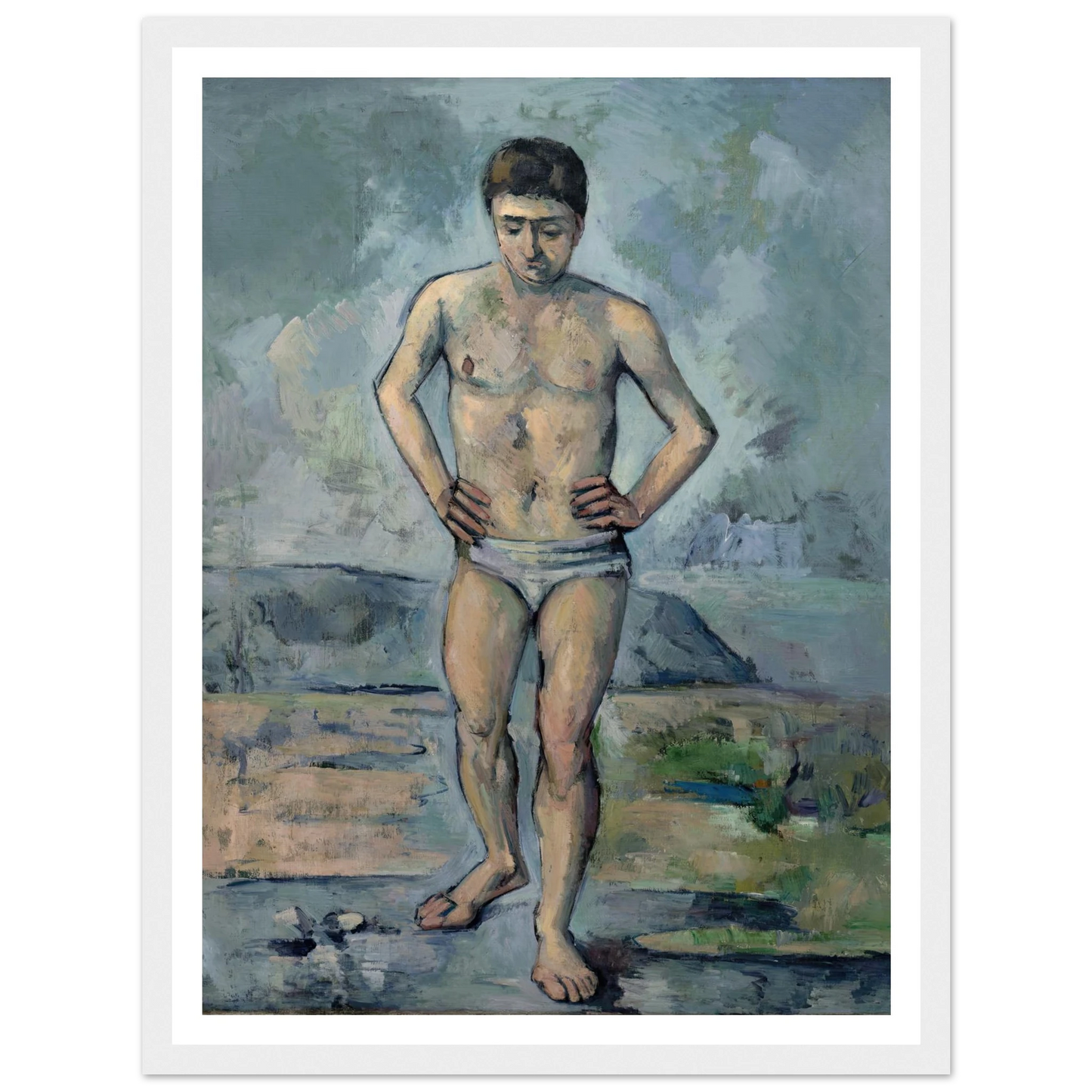 Le Grand Baigneur (1885) Art Print | Paul Cezanne - Framed Poster - 30x40 cm / 12x16″ - Black frame
