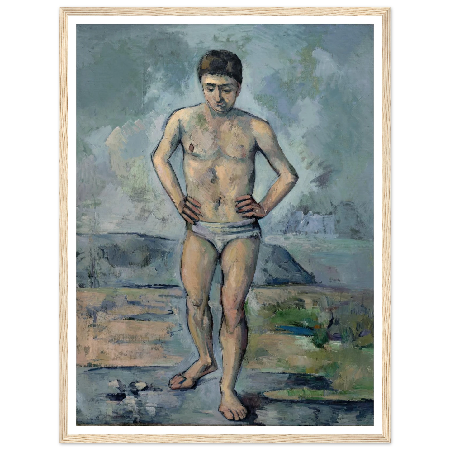 Le Grand Baigneur (1885) Art Print | Paul Cezanne - Framed Poster - 30x40 cm / 12x16″ - Black frame