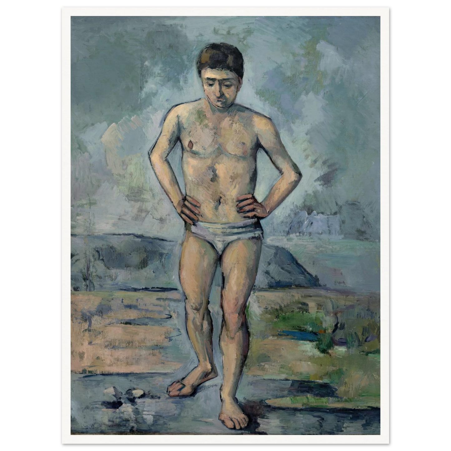 Le Grand Baigneur (1885) Art Print | Paul Cezanne - Framed Poster - 30x40 cm / 12x16″ - Black frame