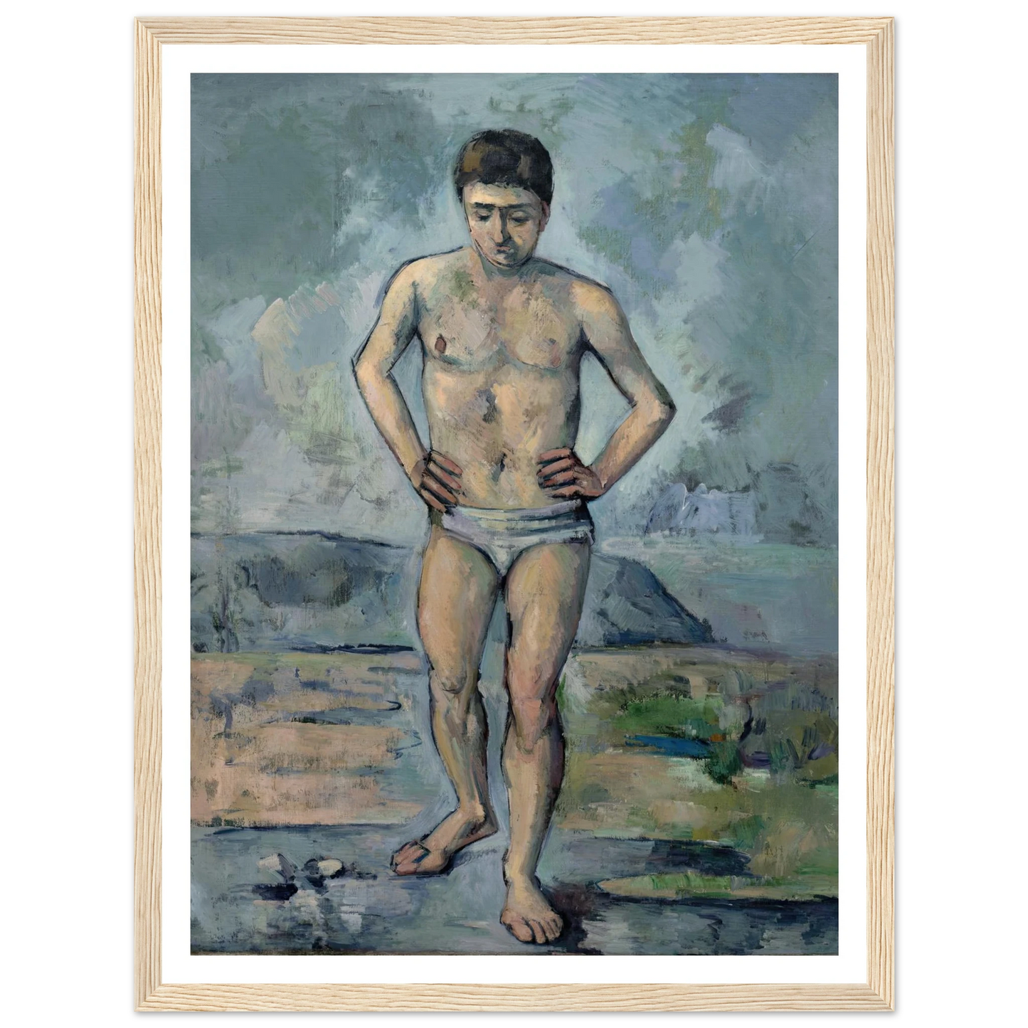 Le Grand Baigneur (1885) Art Print | Paul Cezanne - Framed Poster - 30x40 cm / 12x16″ - Black frame