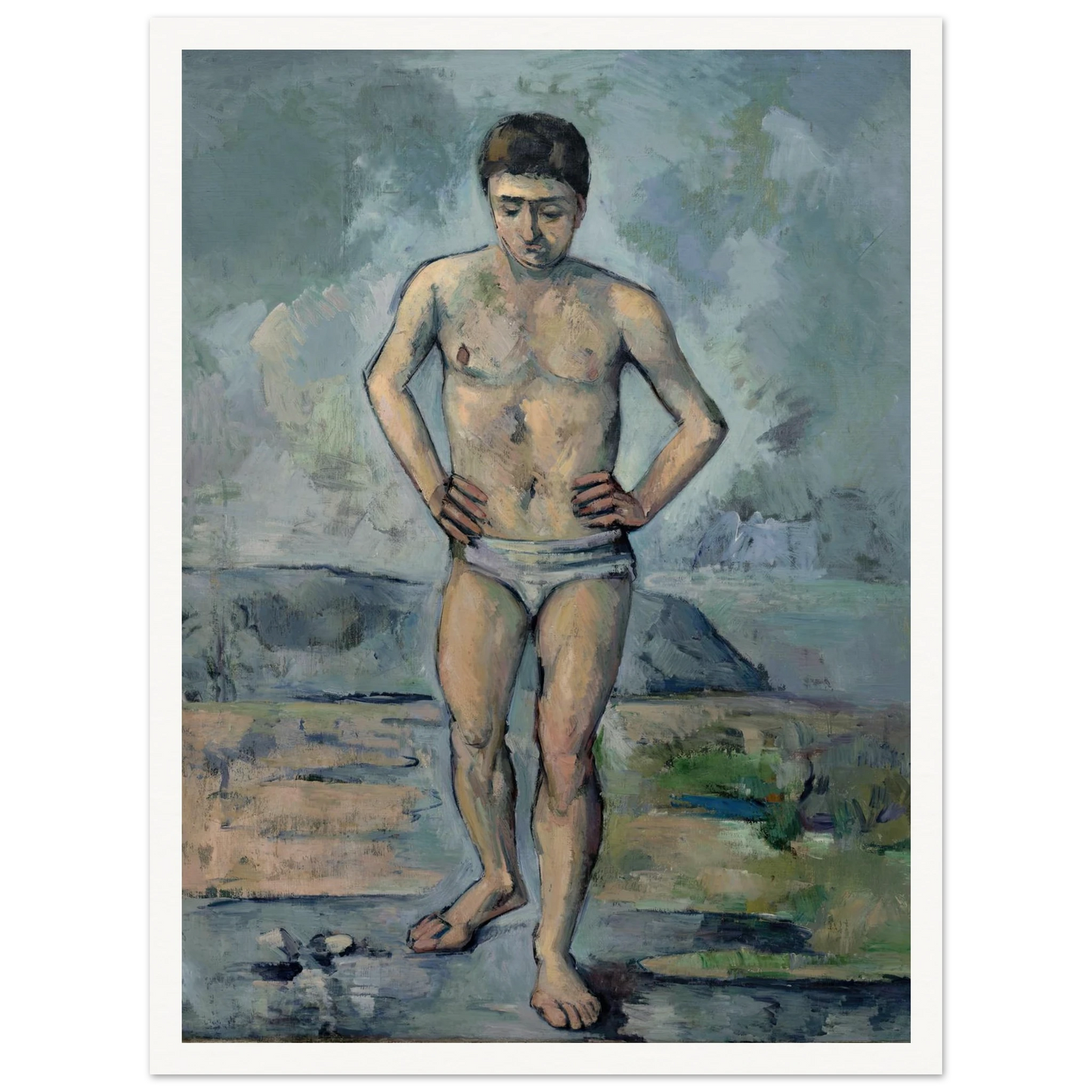 Le Grand Baigneur (1885) Art Print | Paul Cezanne - Framed Poster - 30x40 cm / 12x16″ - Black frame